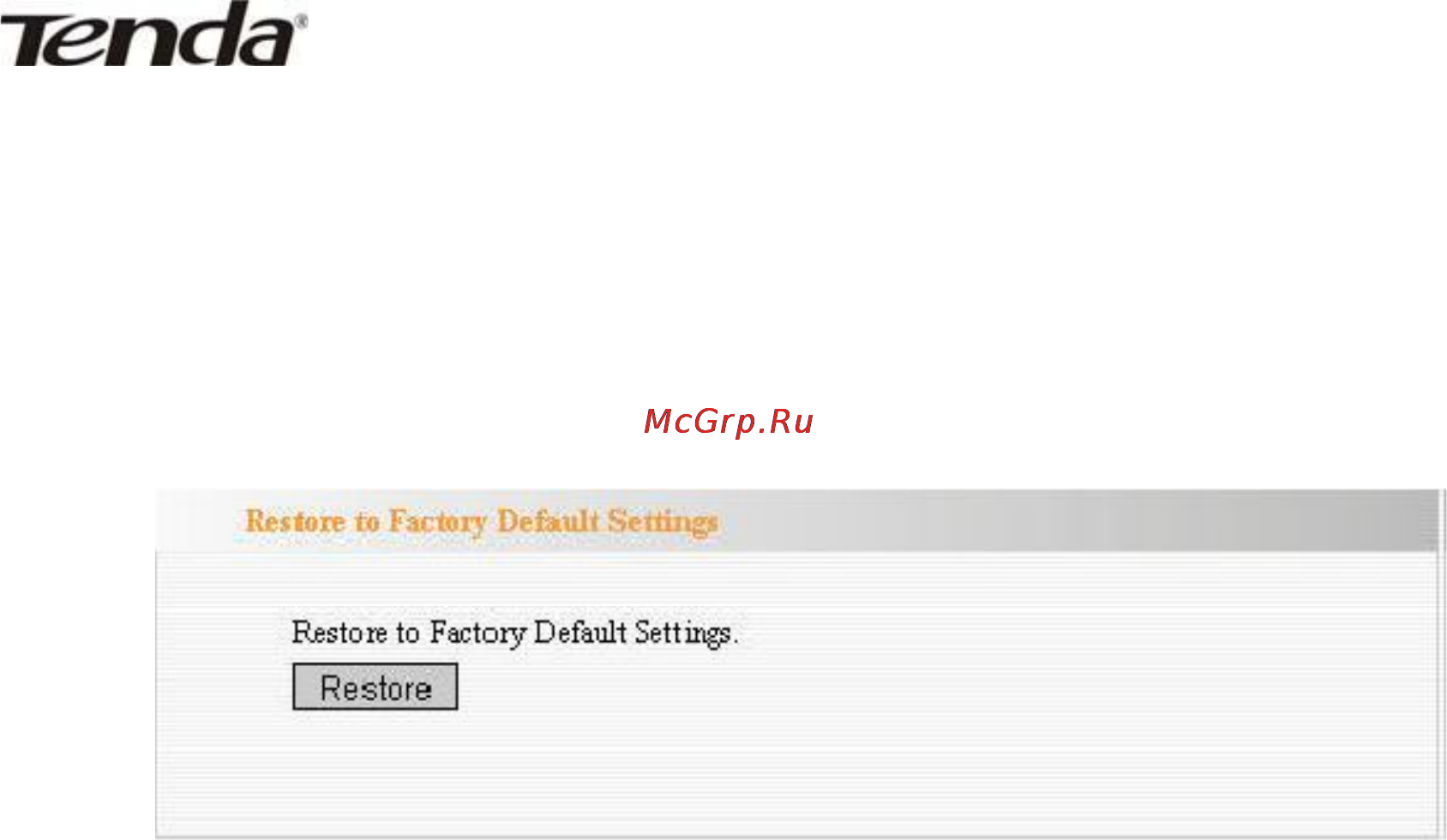 Tenda W268R [57/64] Restore to factory default setting восстановление настроек по