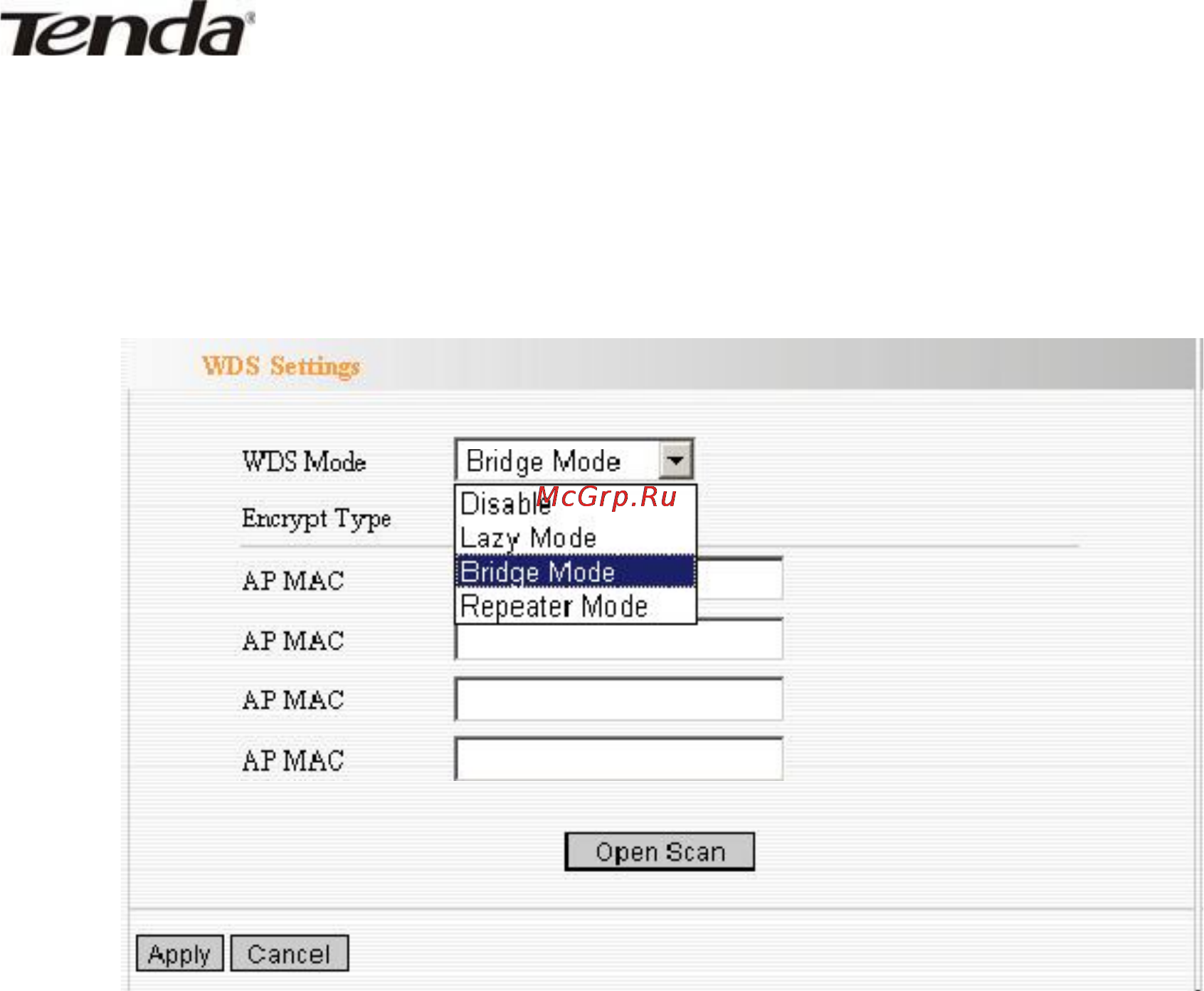 Tenda W330R [40/77] Wds settings настройки wds