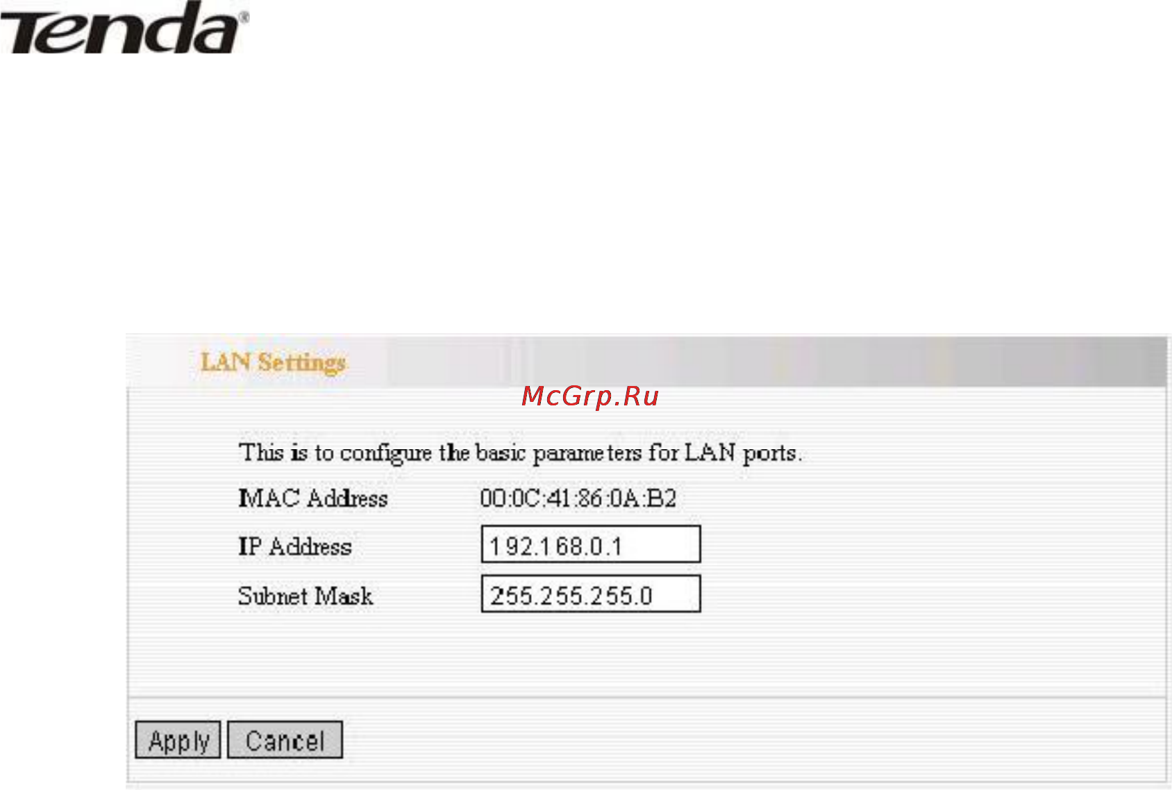 Tenda W311R+ [19/61] Lan settings настройки локальной сети