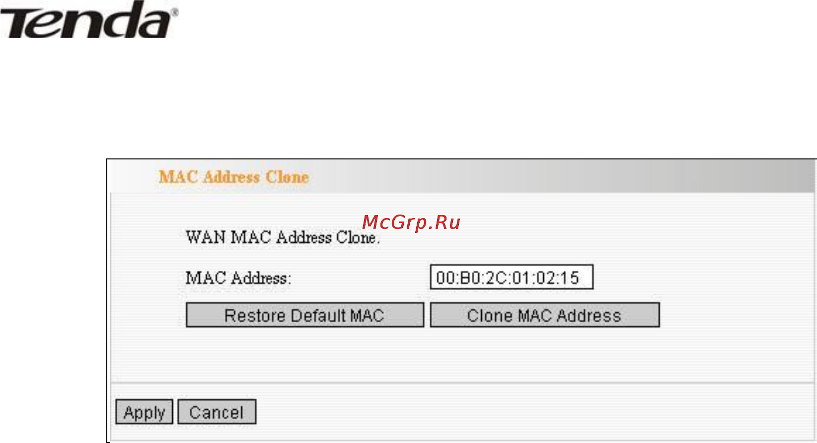 Tenda W311R [22/61] Mac address clone клонирование mac адреса