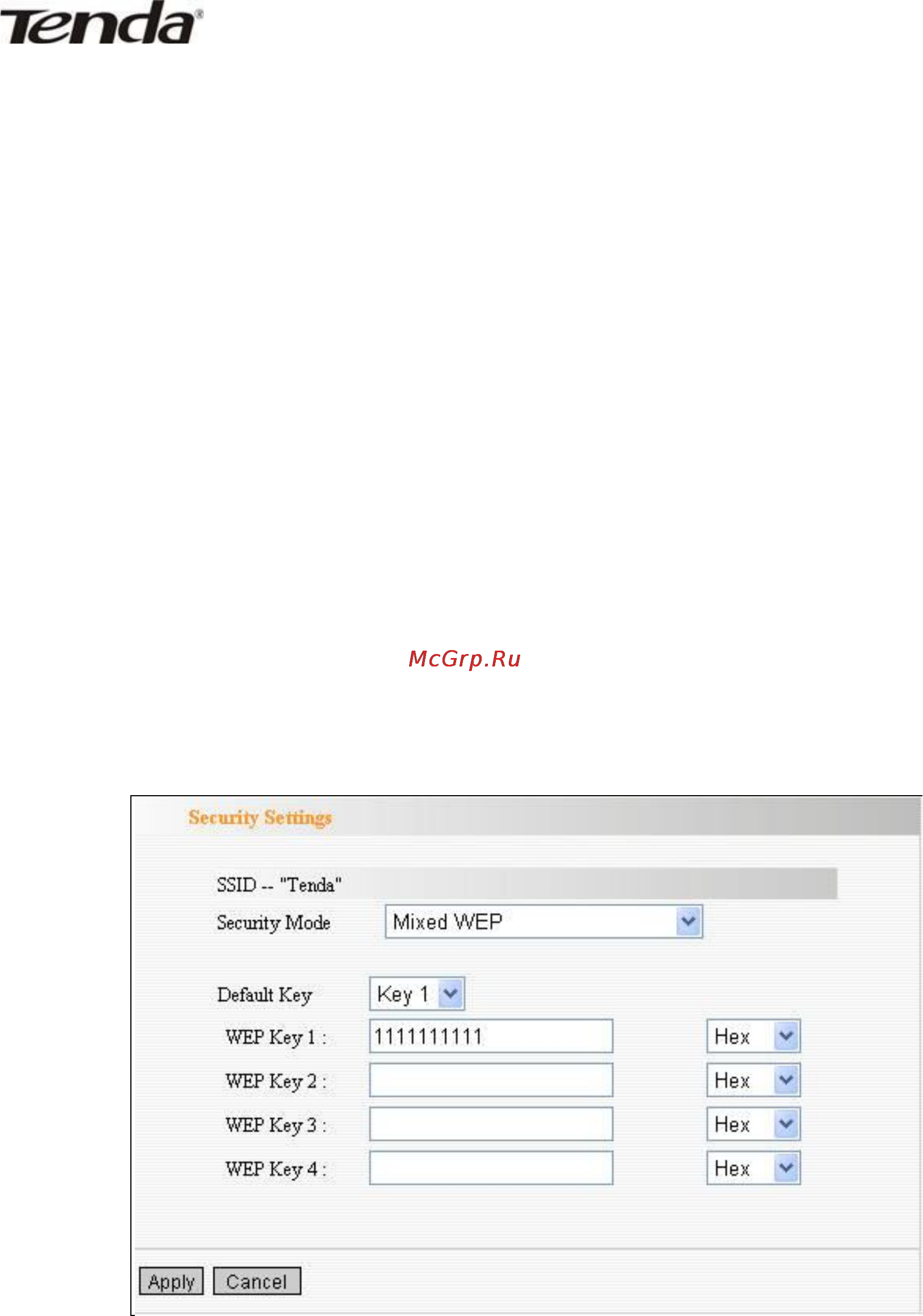 Tenda W311R+ [26/61] Wireless security settings настройки безопасности беспроводной