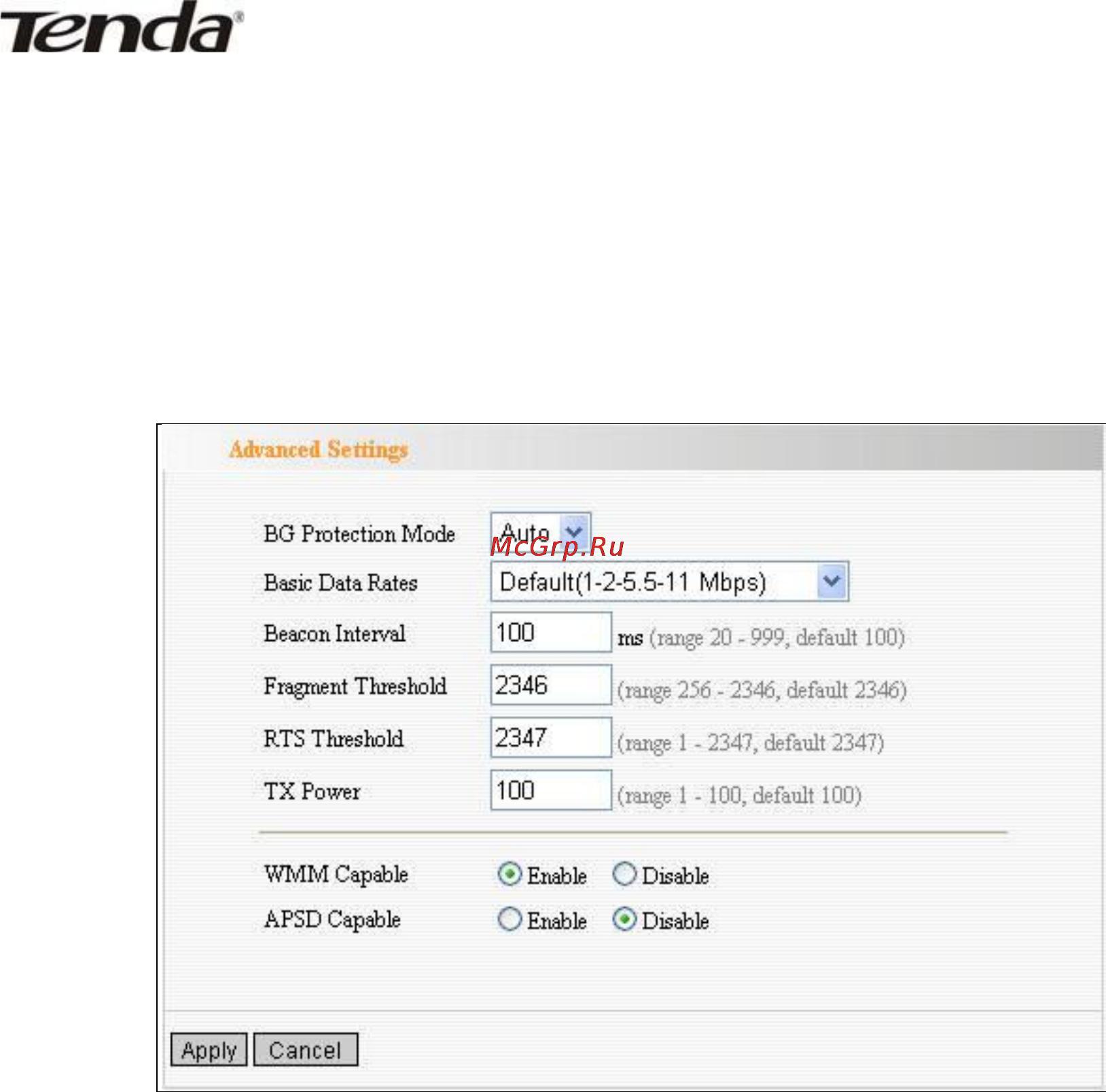 Tenda W311R+ [29/61] Advanced settings расширенные настройки беспроводной сети