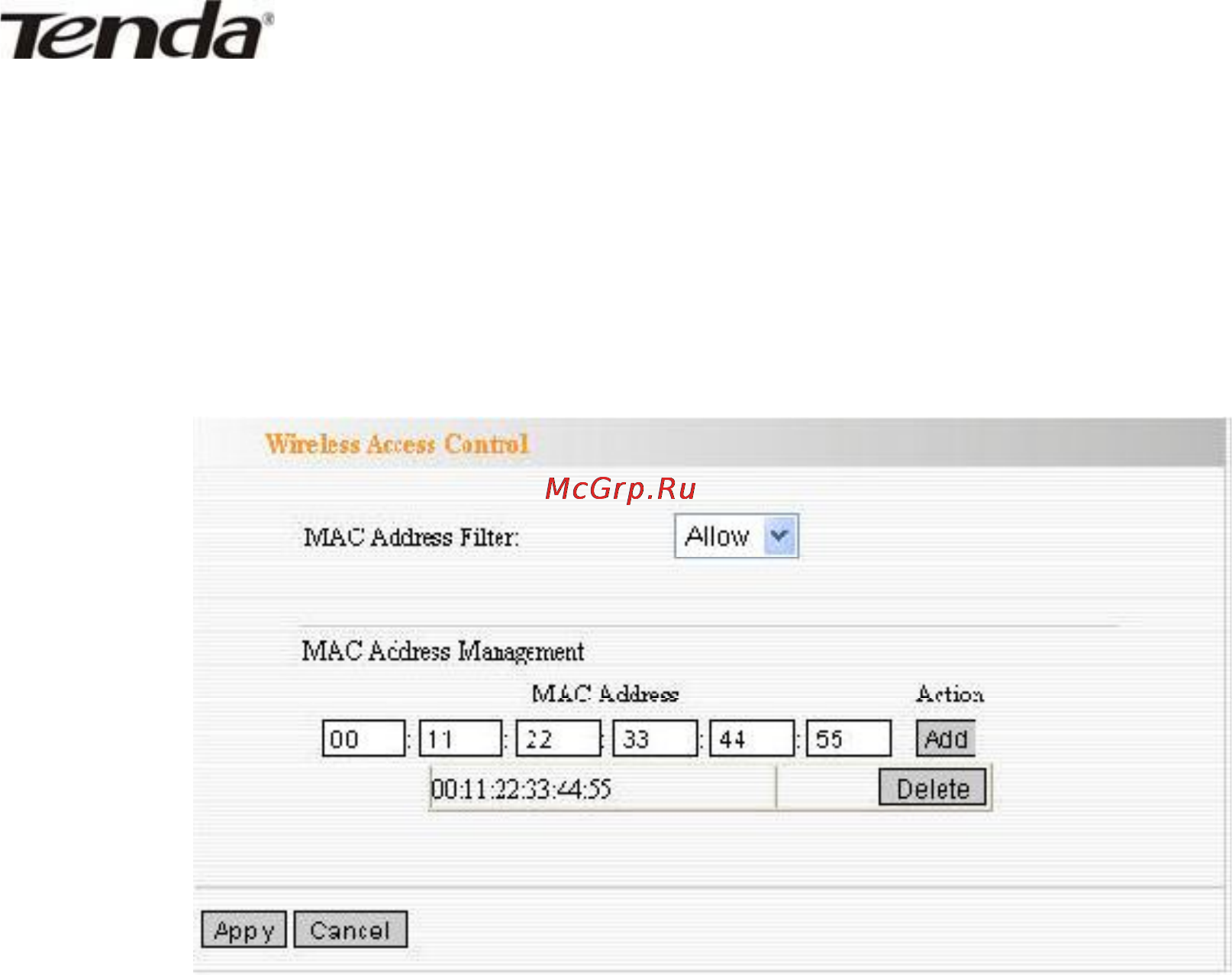Tenda W311R+ [33/61] Wireless access control контроль доступа к беспроводной сети