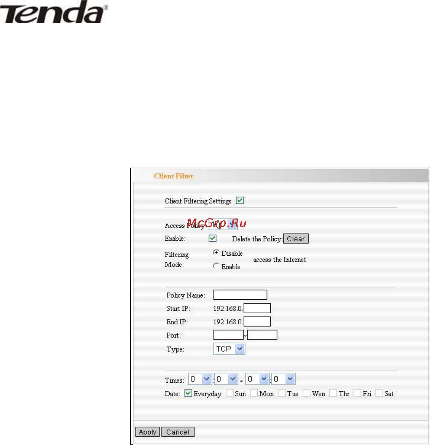 Tenda W311R+ [43/61] Глава 10 настройки безопасности