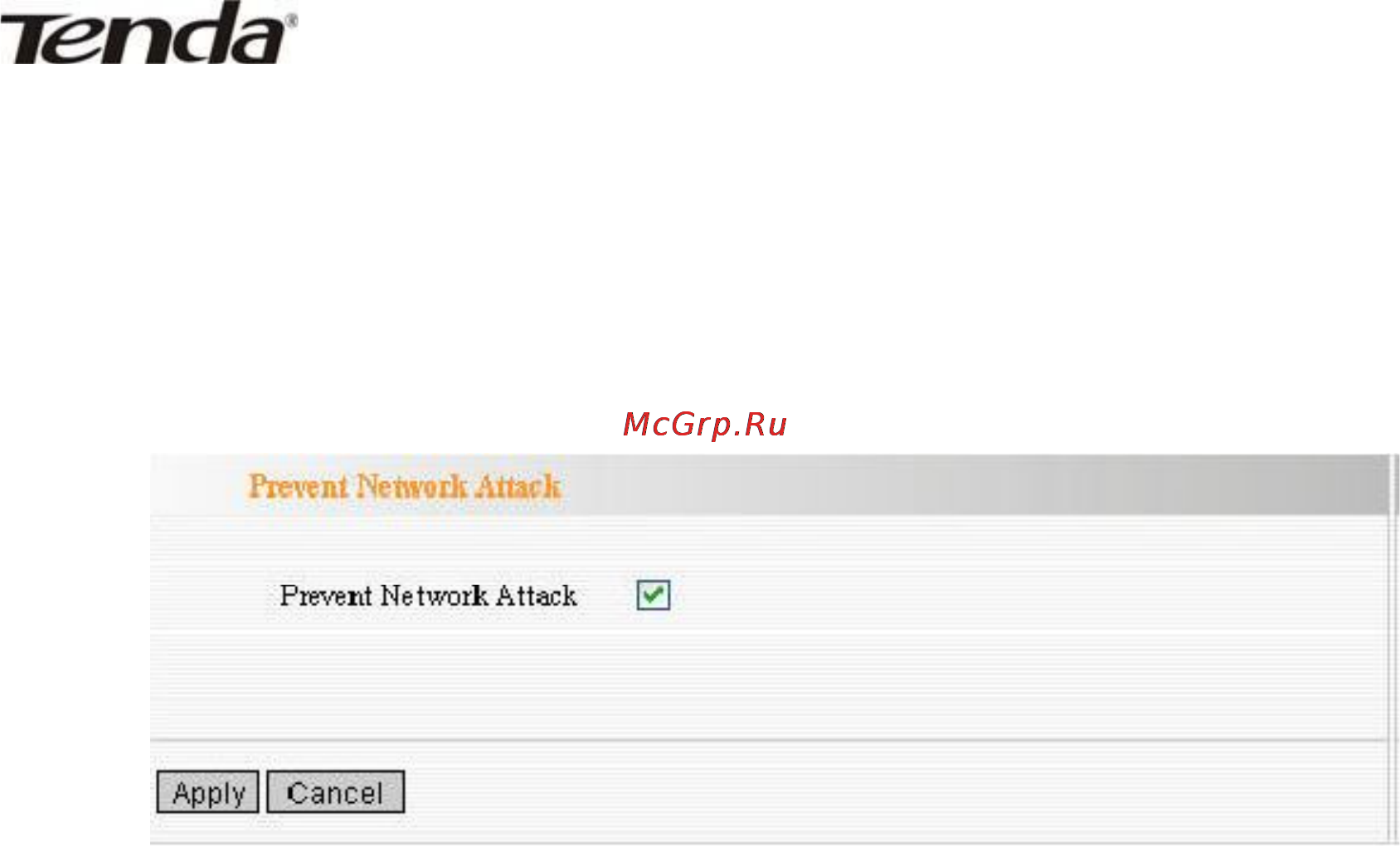 Tenda W311R+ [46/61] Prevent network attack предотвращение сетевых атак