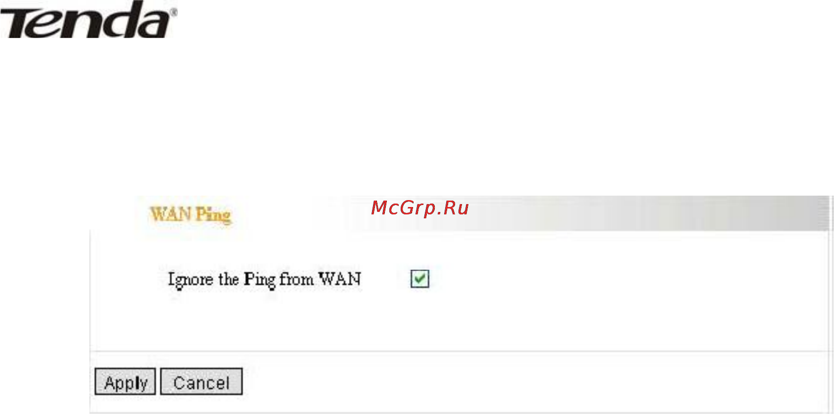 Tenda W311R+ [48/61] Wan ping настройки пингования из внешней сети