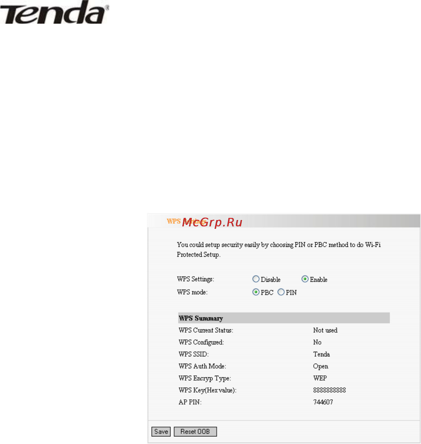 Tenda W300A [38/56] Wps setting установки защищенной сети wi fi