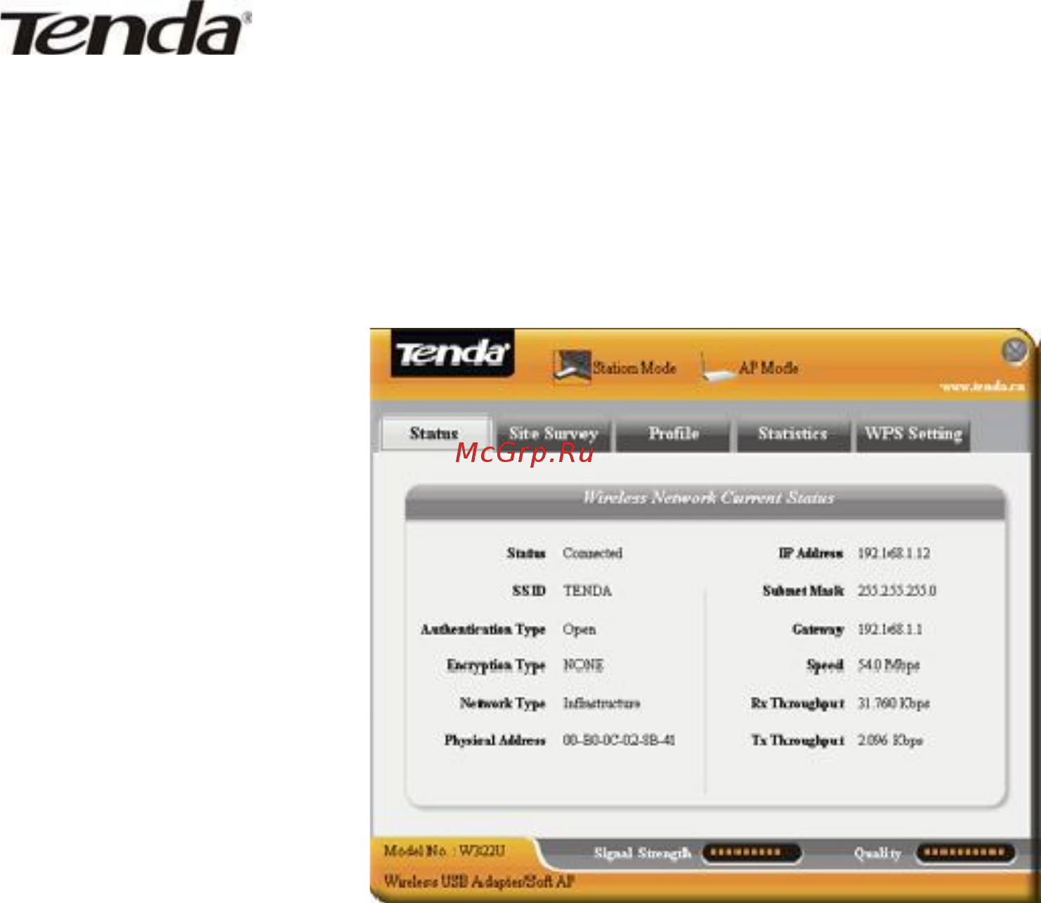 Tenda W322U [15/31] Status статус