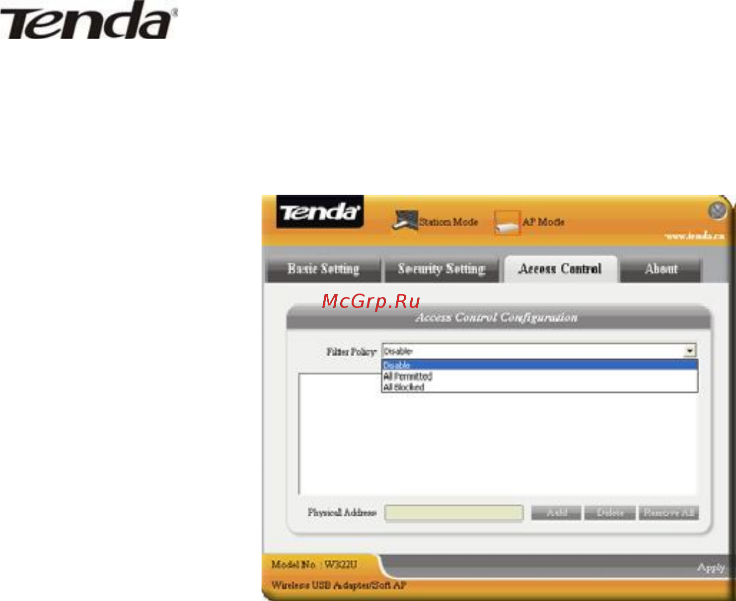 Tenda W322U [24/31] Access control контроль доступа