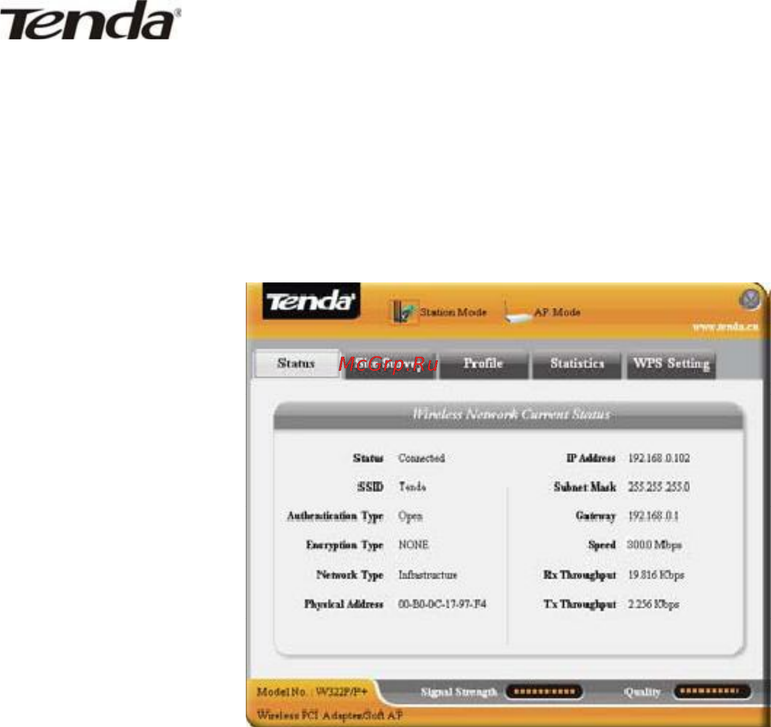 Tenda W322P+ [14/30] Status статус