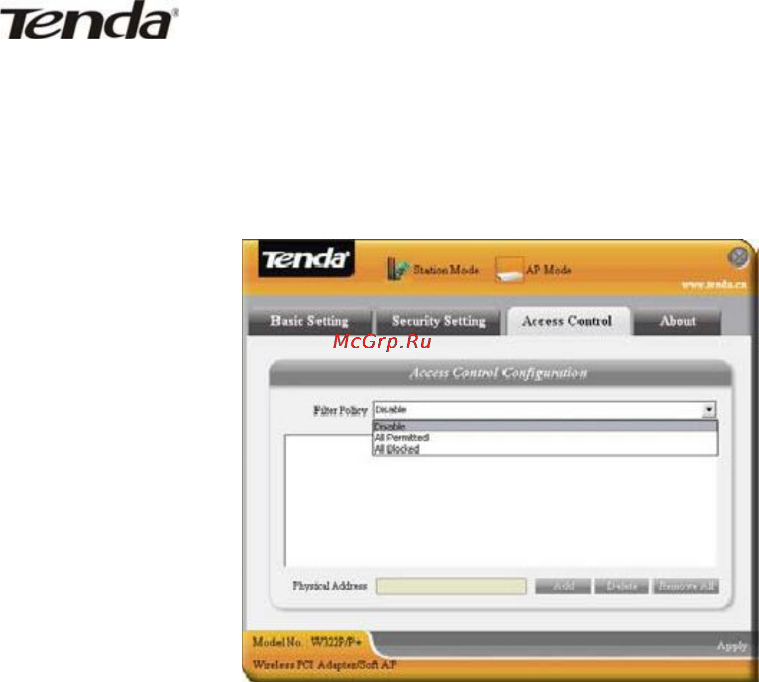 Tenda W322P+ [23/30] Access control контроль доступа
