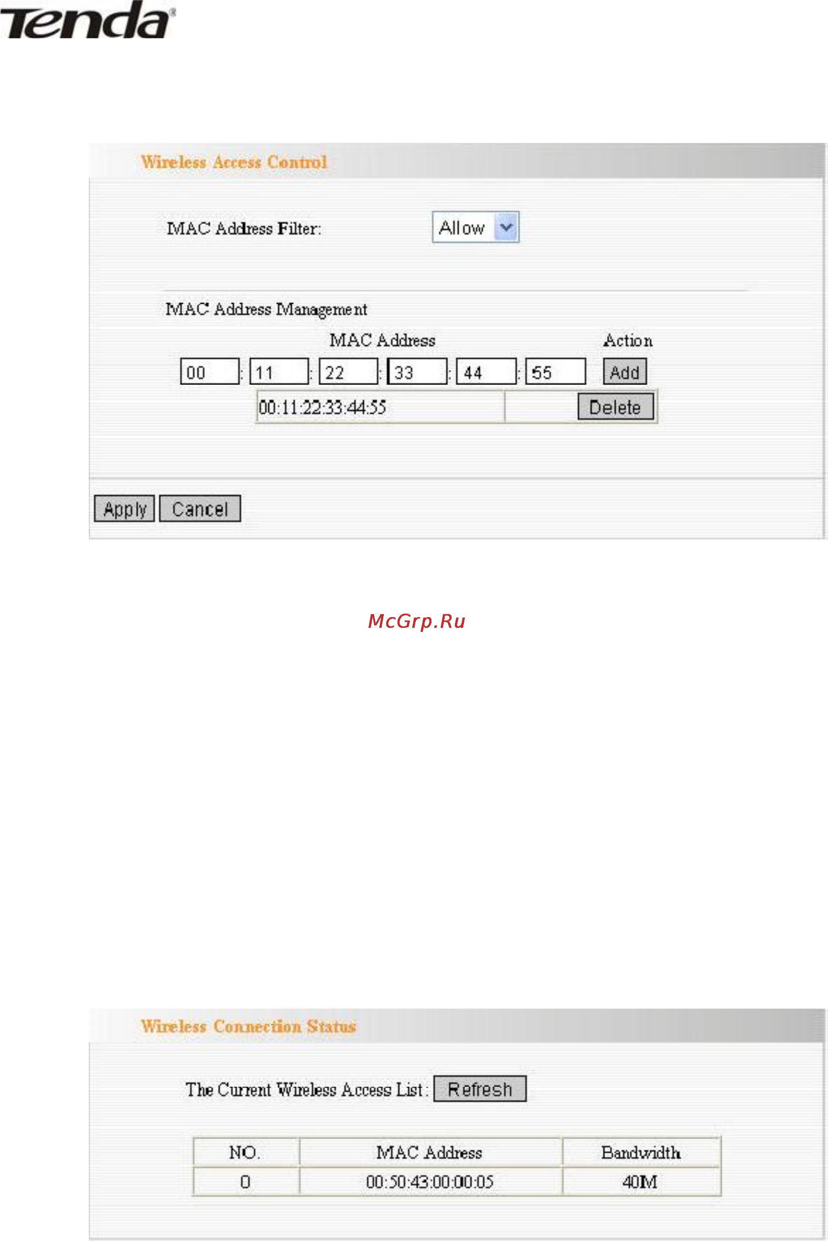 Tenda 3G611R+ [49/83] Wireless connection status статус подключения