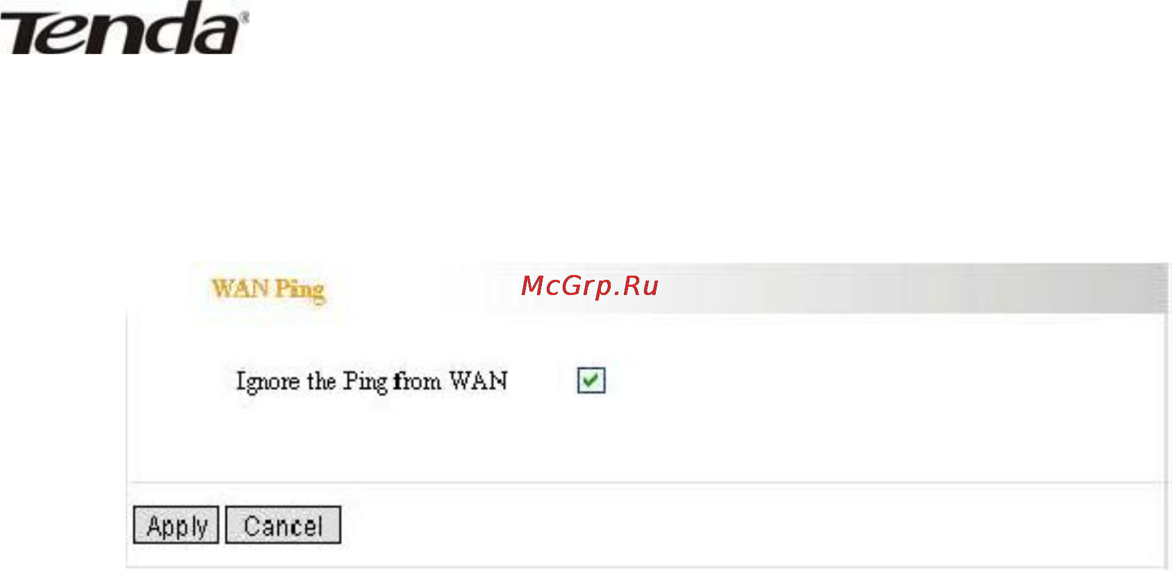 Tenda 3G611R+ [68/83] Wan ping настройки пингования из внешней сети