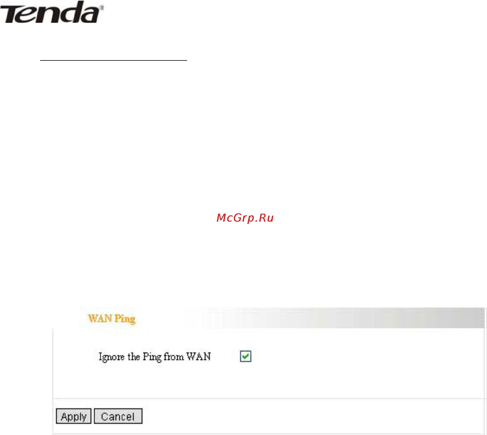 Tenda R502 [32/42] Wan ping настройки пингования из внешней сети