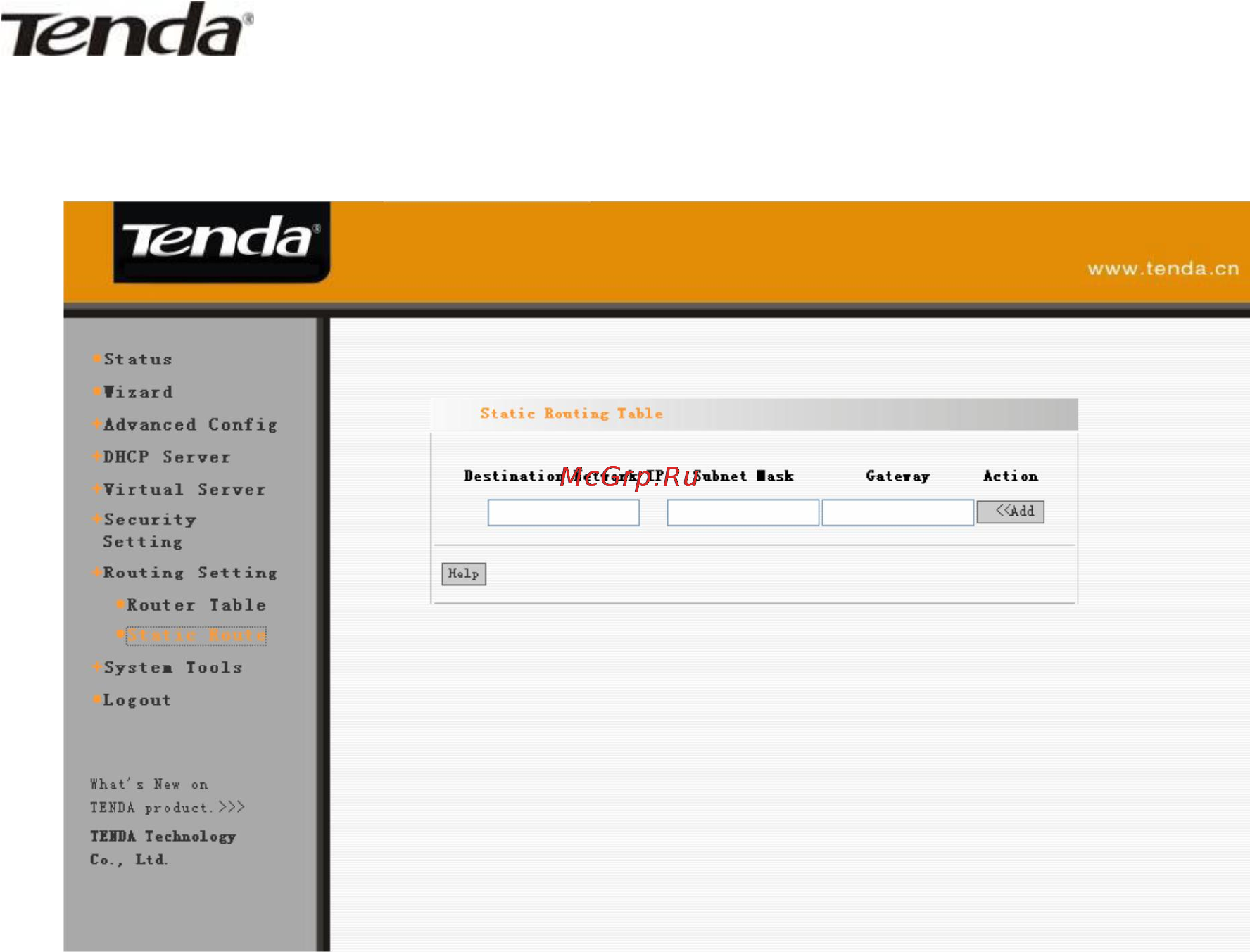 Tenda R502 [34/42] Static routing статическая маршрутизация