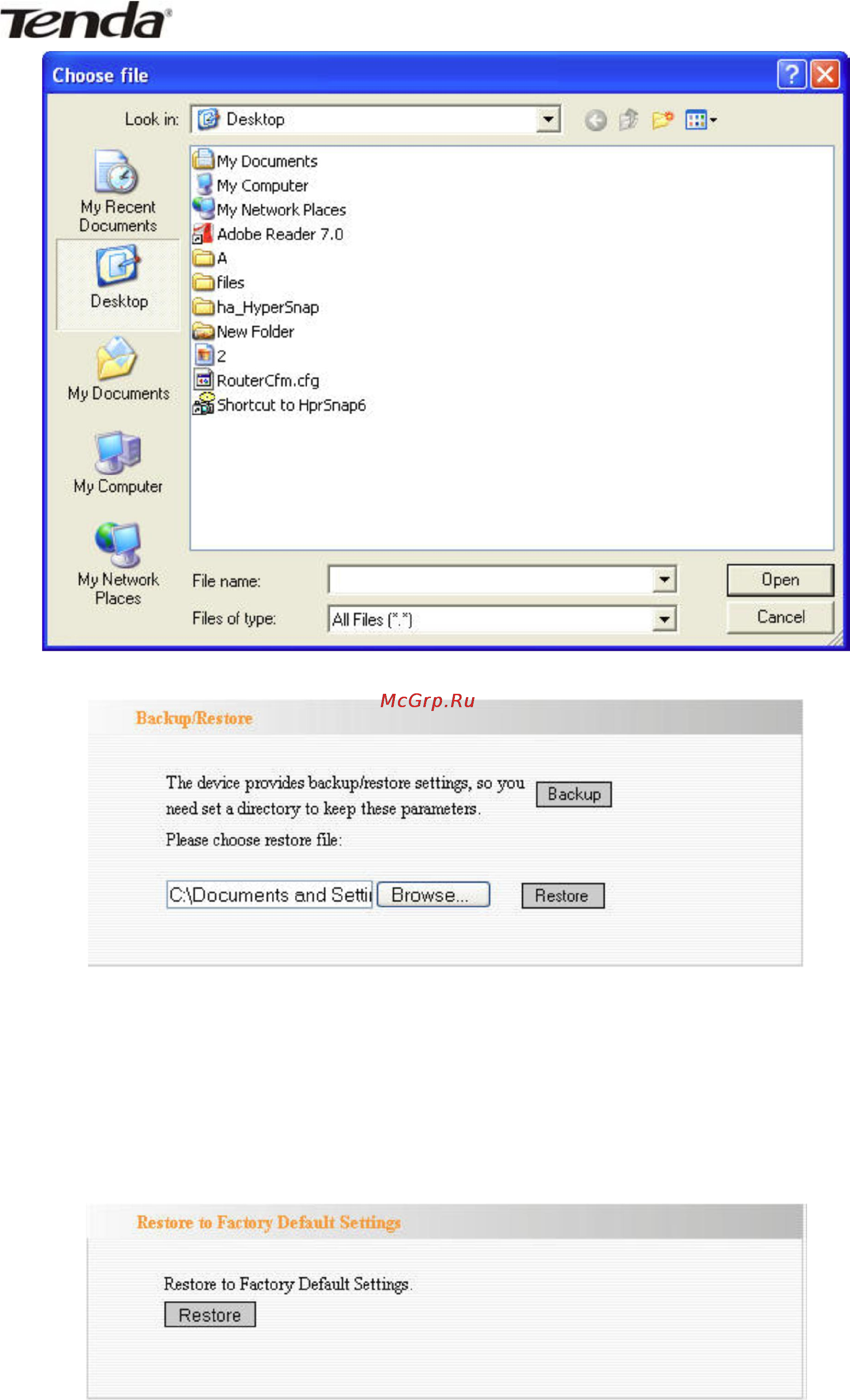 Tenda R502 [38/42] Restore to factory default setting восстановление настроек по