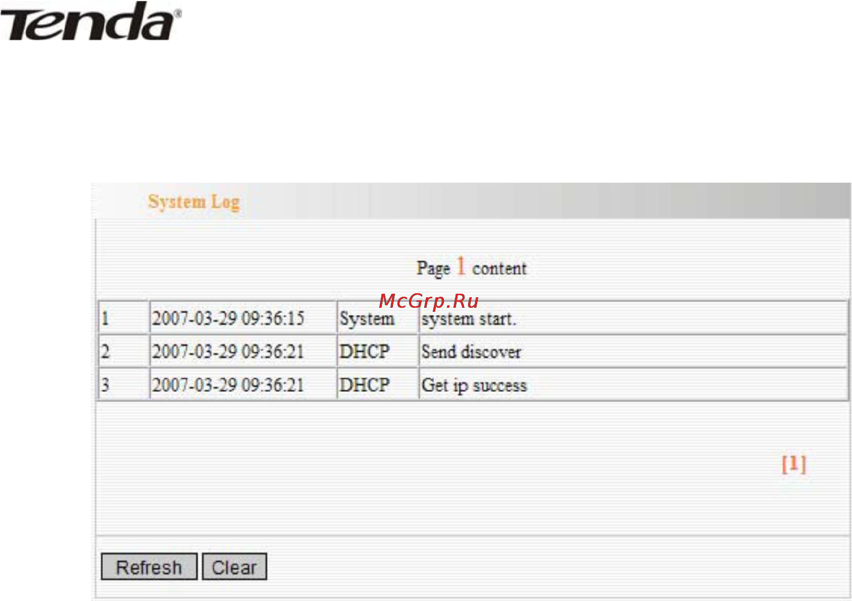 Tenda R502 [41/42] Syslog журнал системы