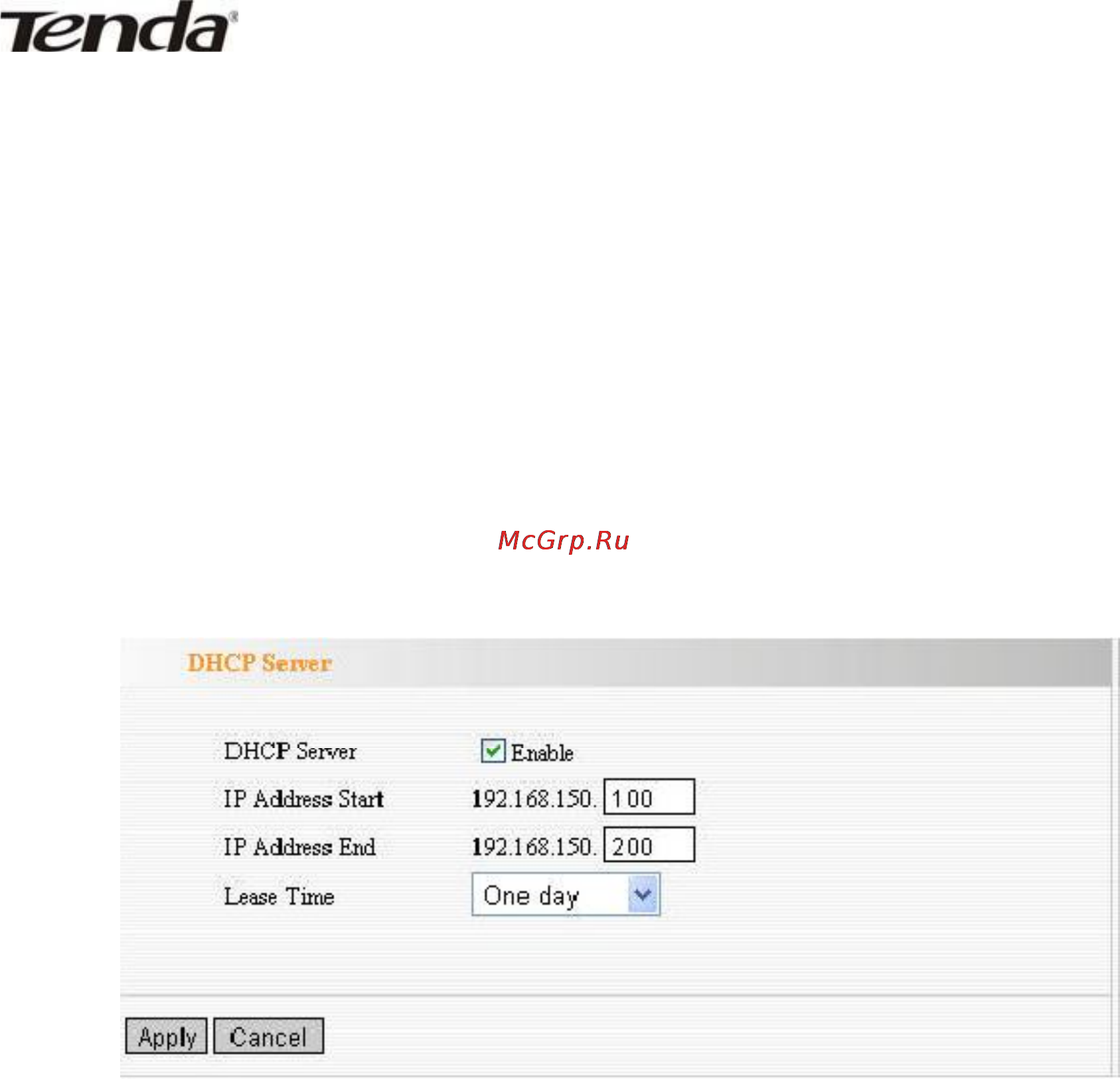 Tenda W300D [43/72] Глава 7 сервер dhcp