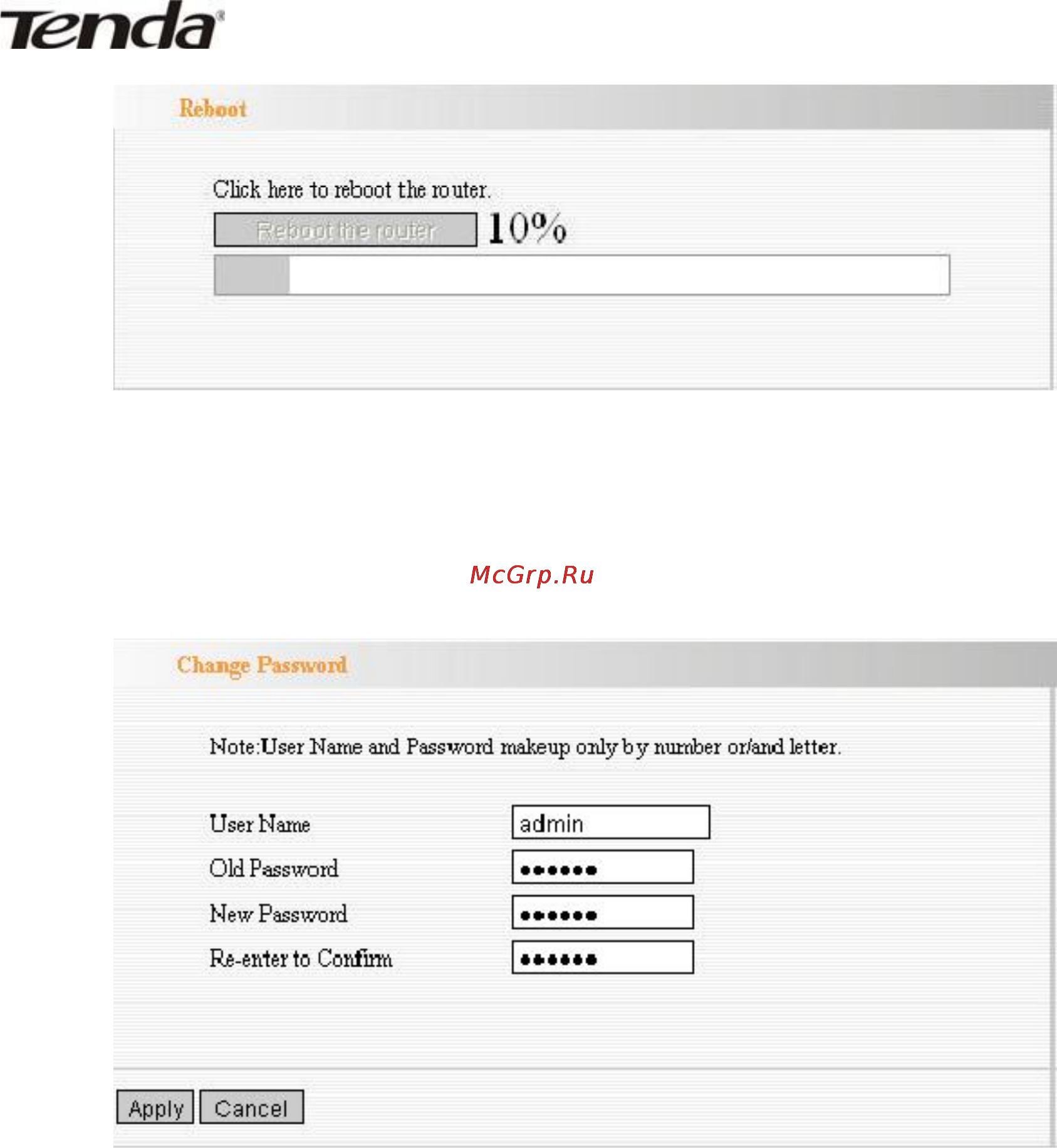 Tenda W300D [68/72] Password change изменение пароля