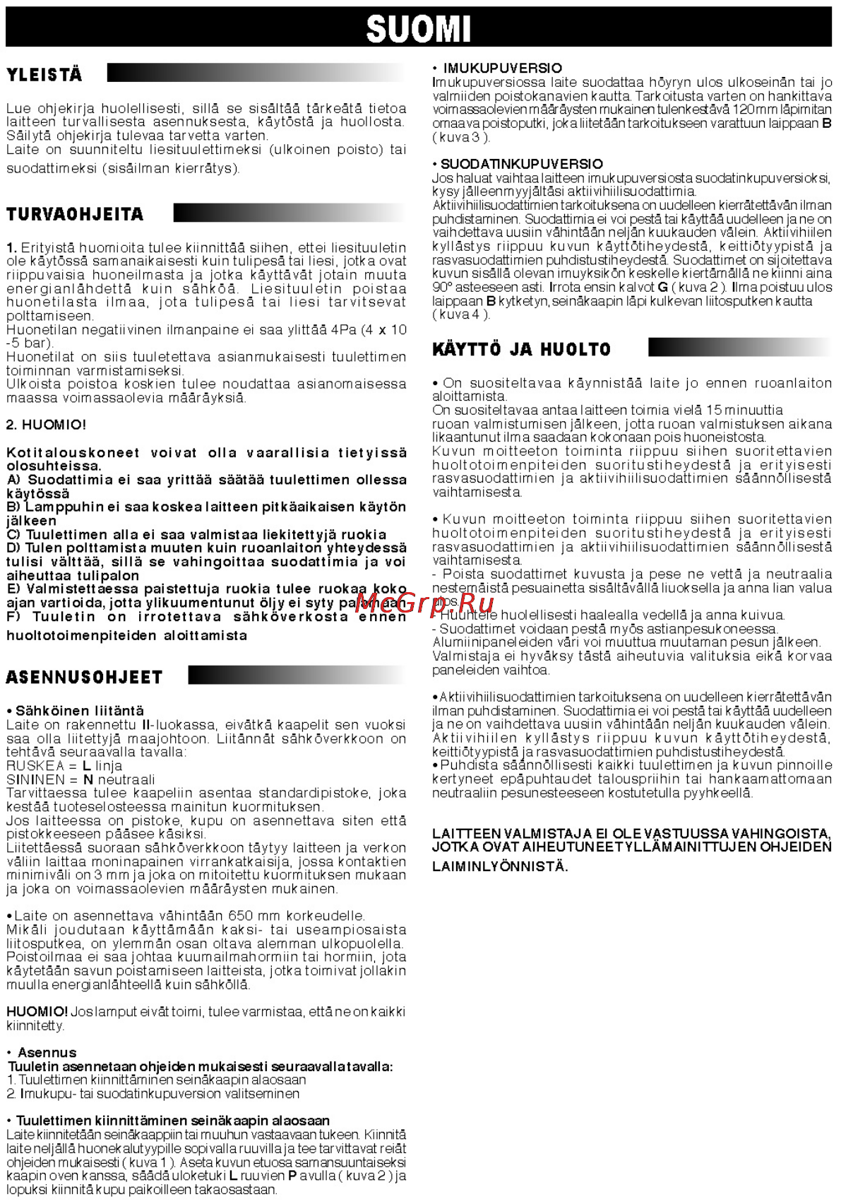 Liberton 7001 [14/20] Asennusohjeet
