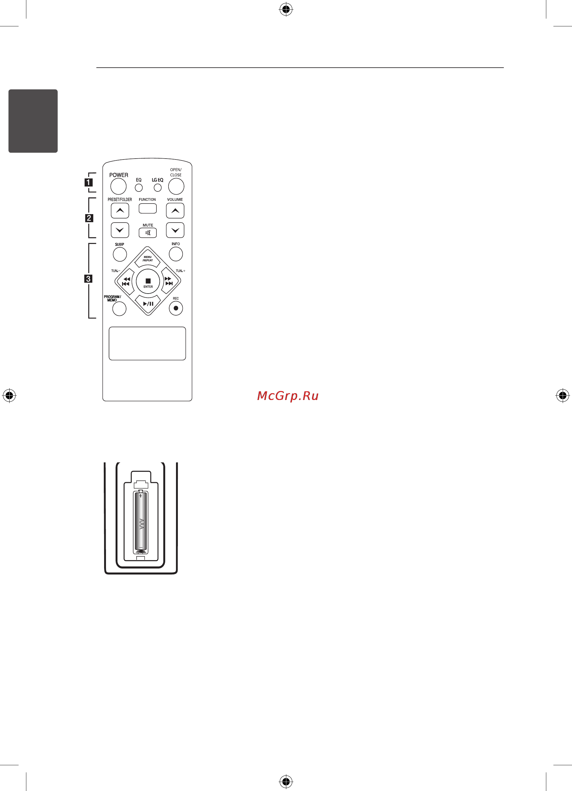 LG XA146 [6/22] Пульт управления