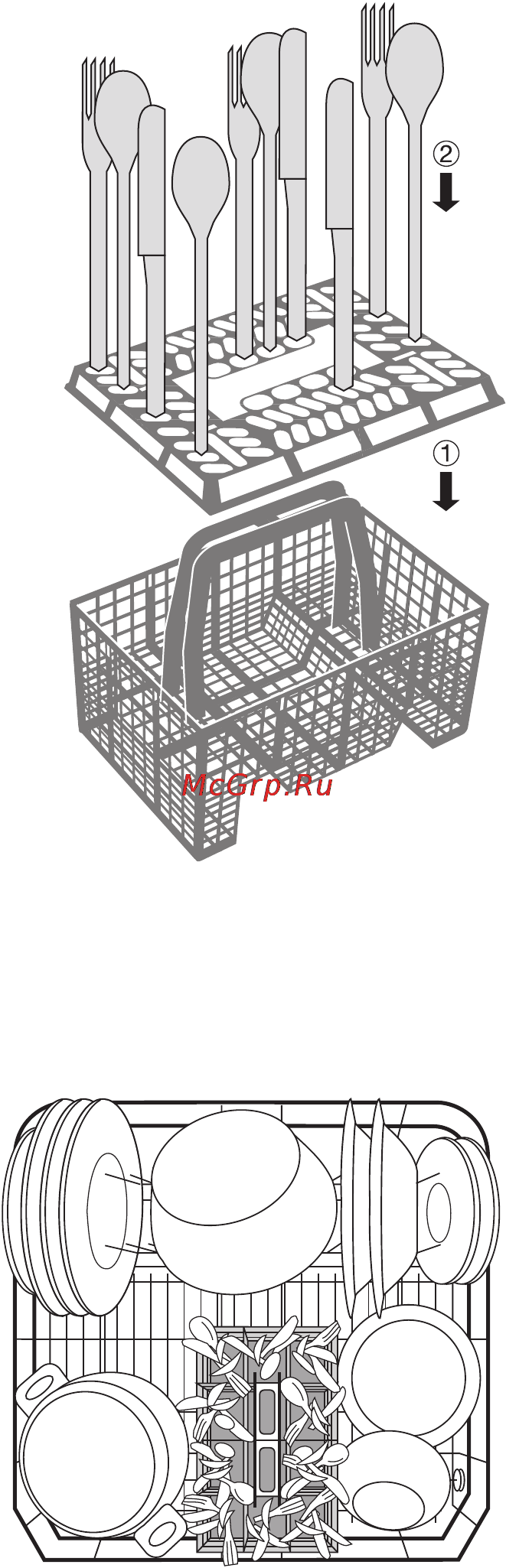 Electrolux ESL6250 [17/40] Как устанавливать в посудомоечную машину ножи вилки и ложки