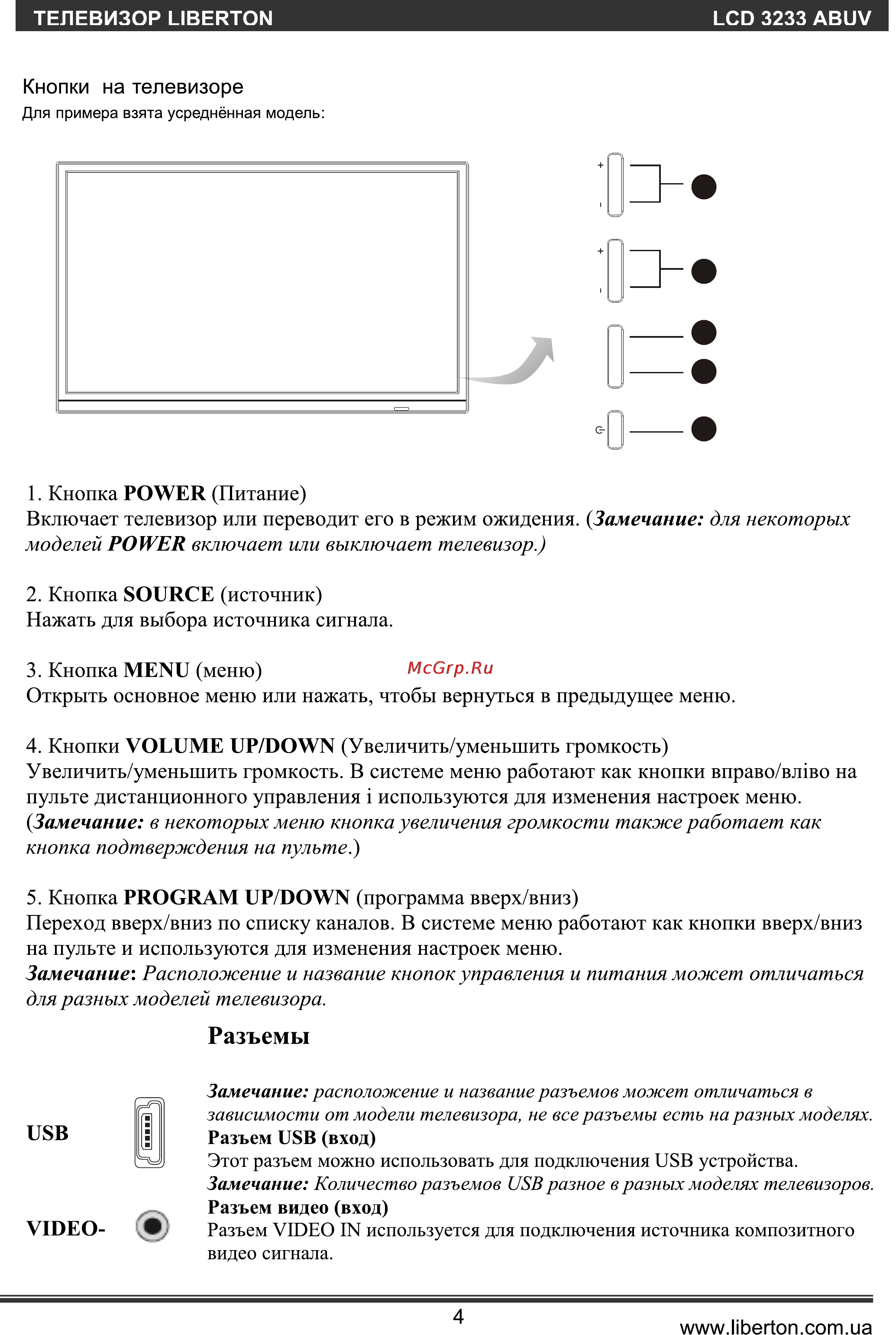 Liberton LCD 3233 ABUV Инструкция по эксплуатации онлайн [4/14] 62099