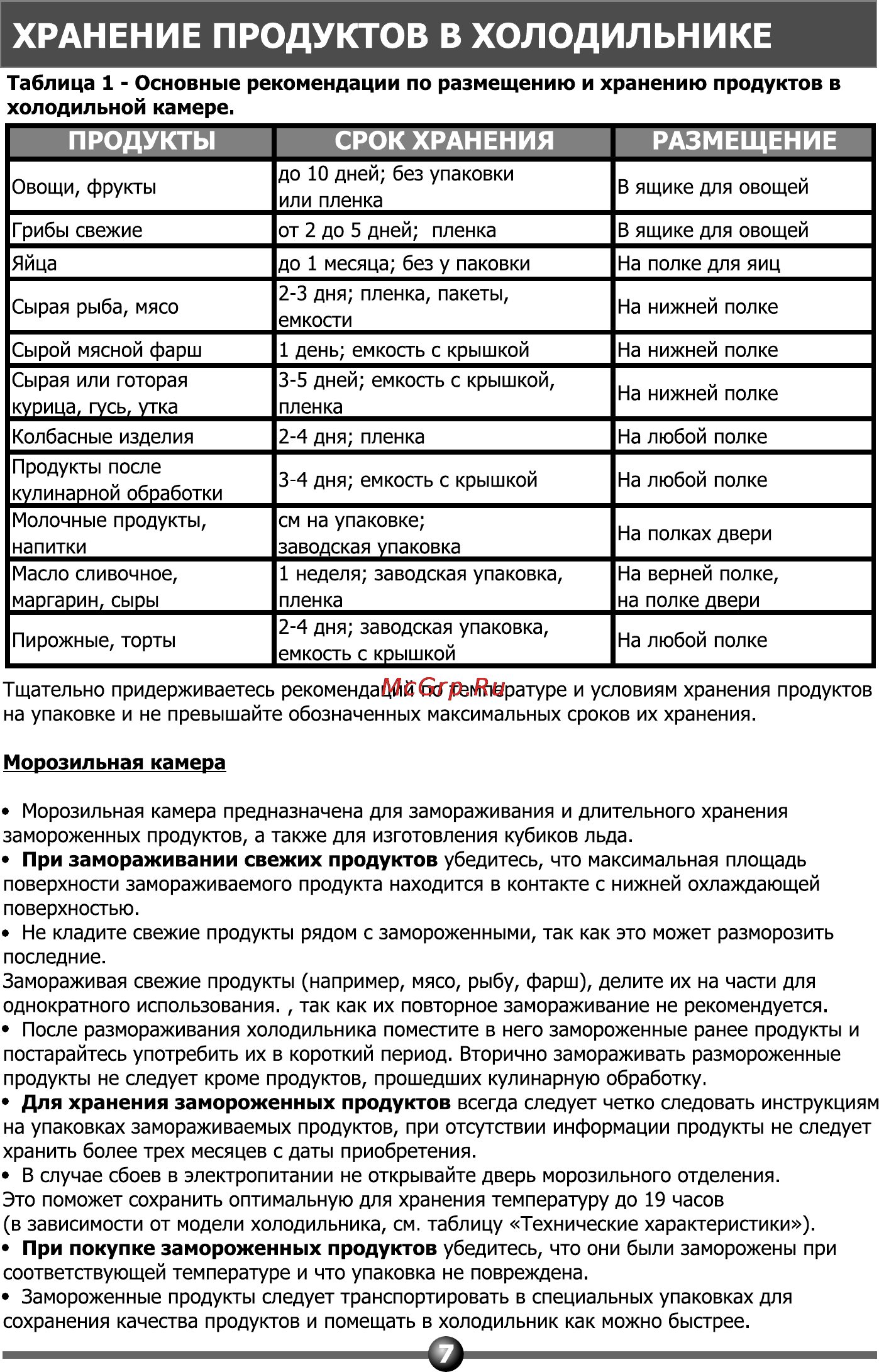 Vestel MDD 317 VW [9/24] Хранение продуктов в холодильнике