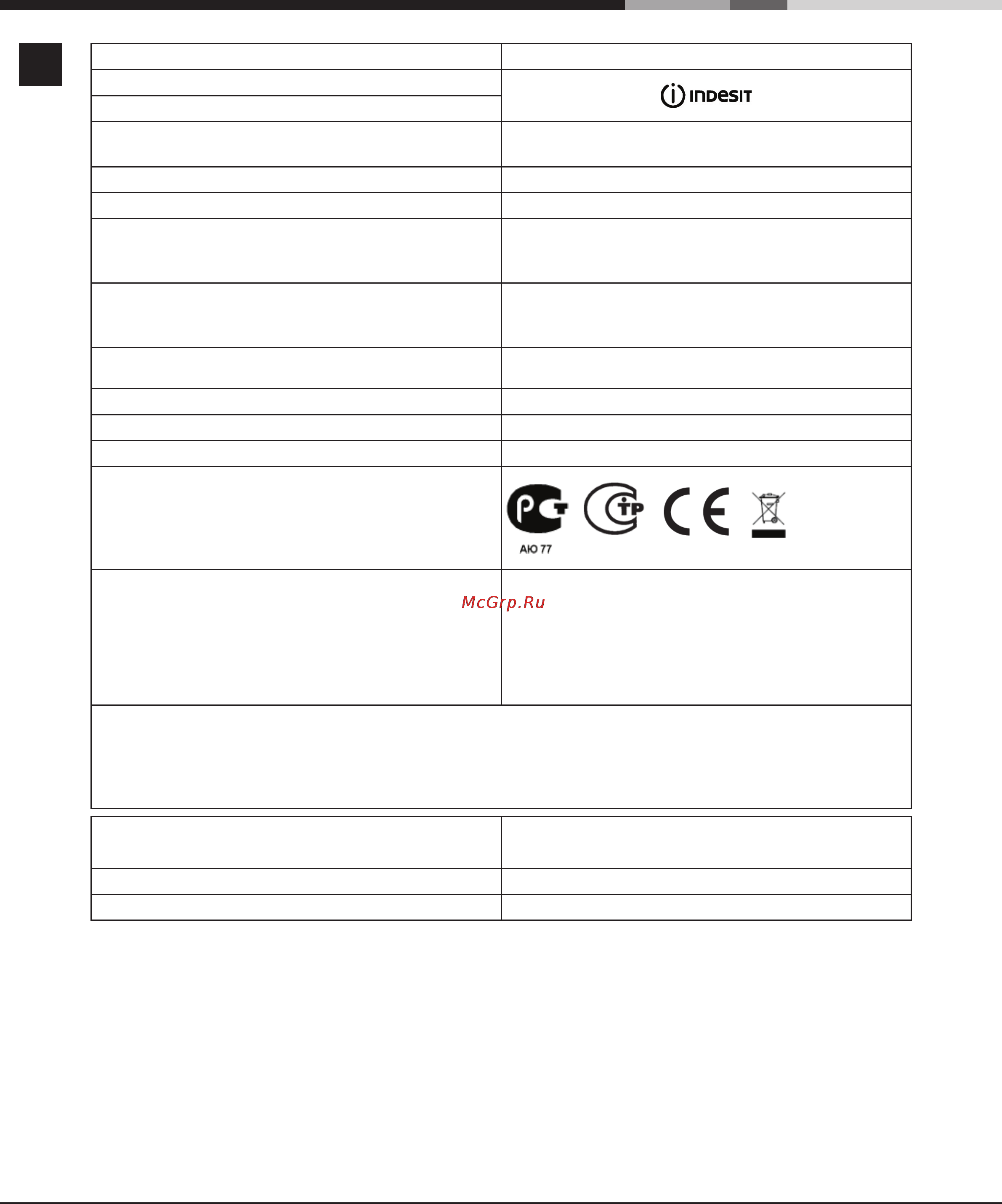 Indesit MVK B G1(W) RF [2/28] Информация для потребителя