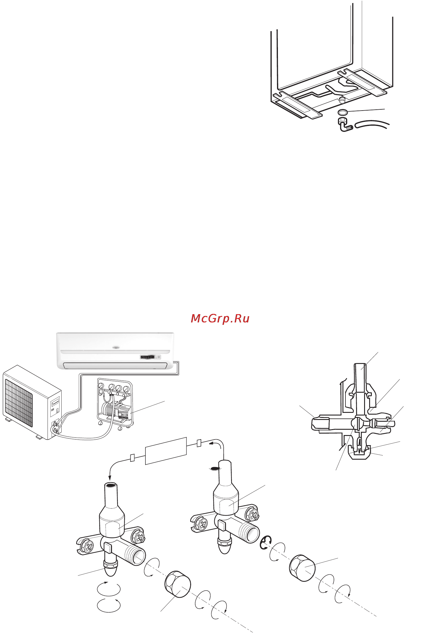 Whirlpool AMD 012 [21/22] Установка сливного канала и дренажной трубки только для модели работающей в режиме теплового насоса когда наружный блок работает в режиме обогрева происходит стекание конденс...