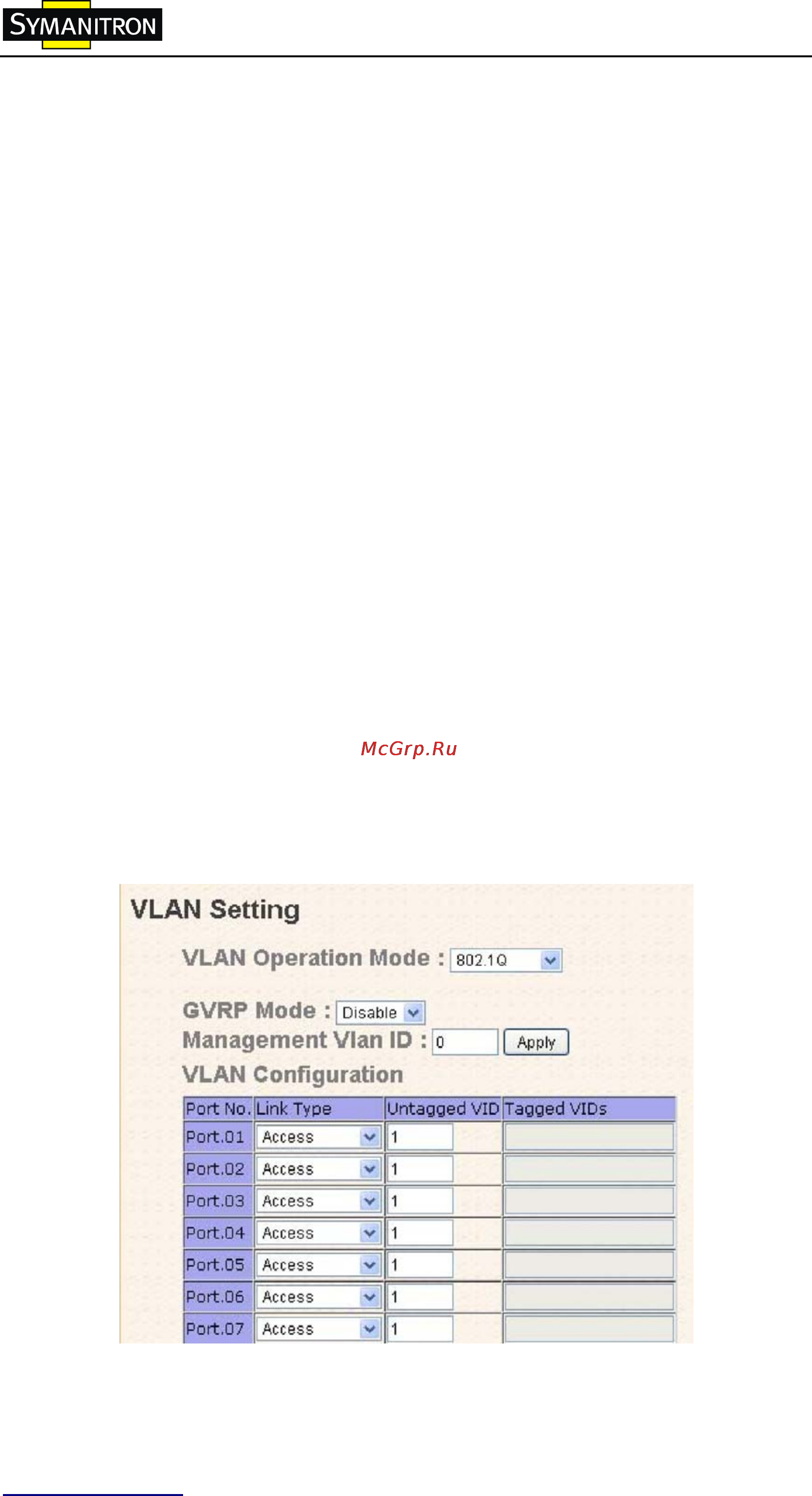 Symanitron SWM-162GC [45/96] Vlan setting