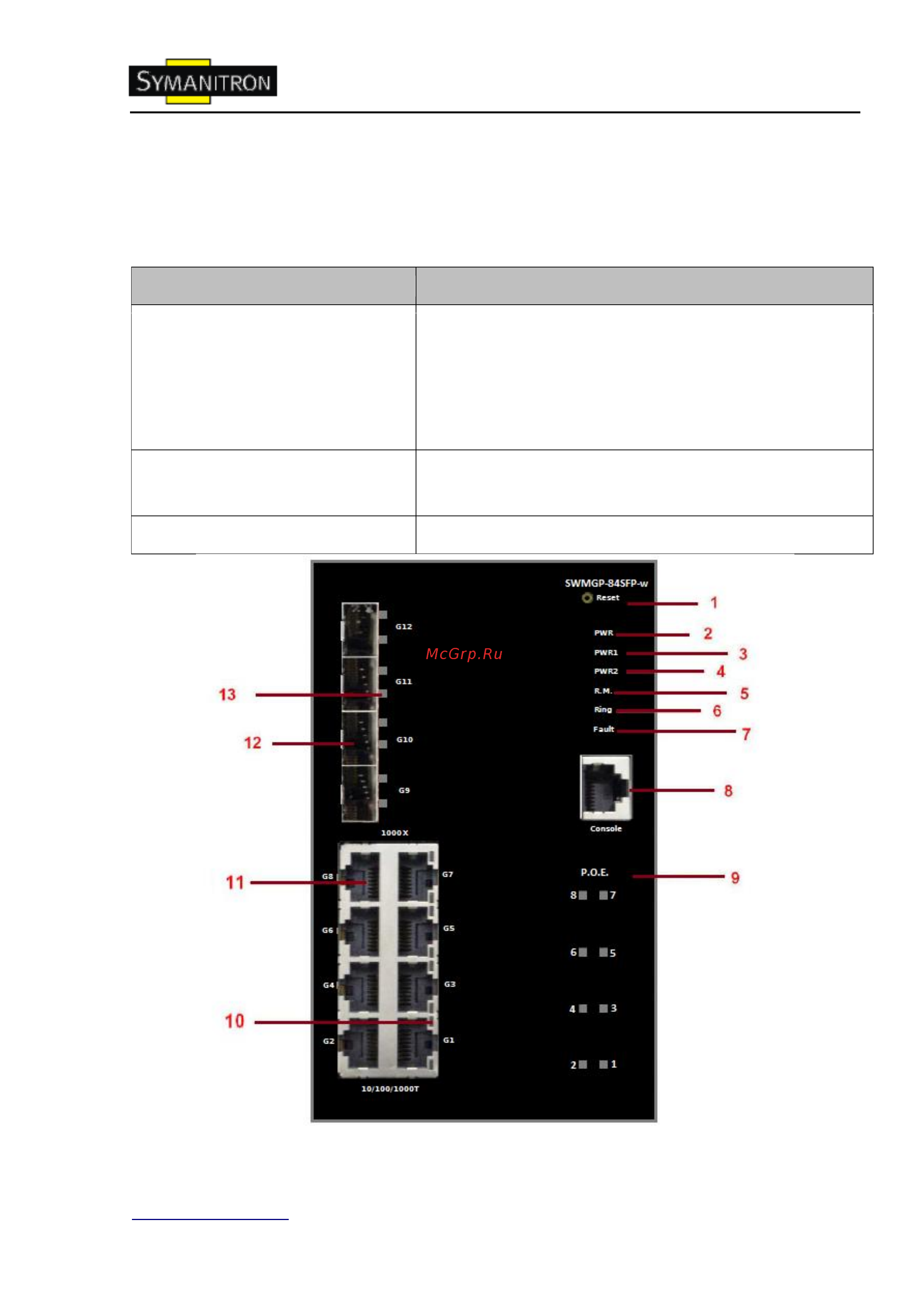 Symanitron SWMGP-84SFP [10/113] Передняя панель