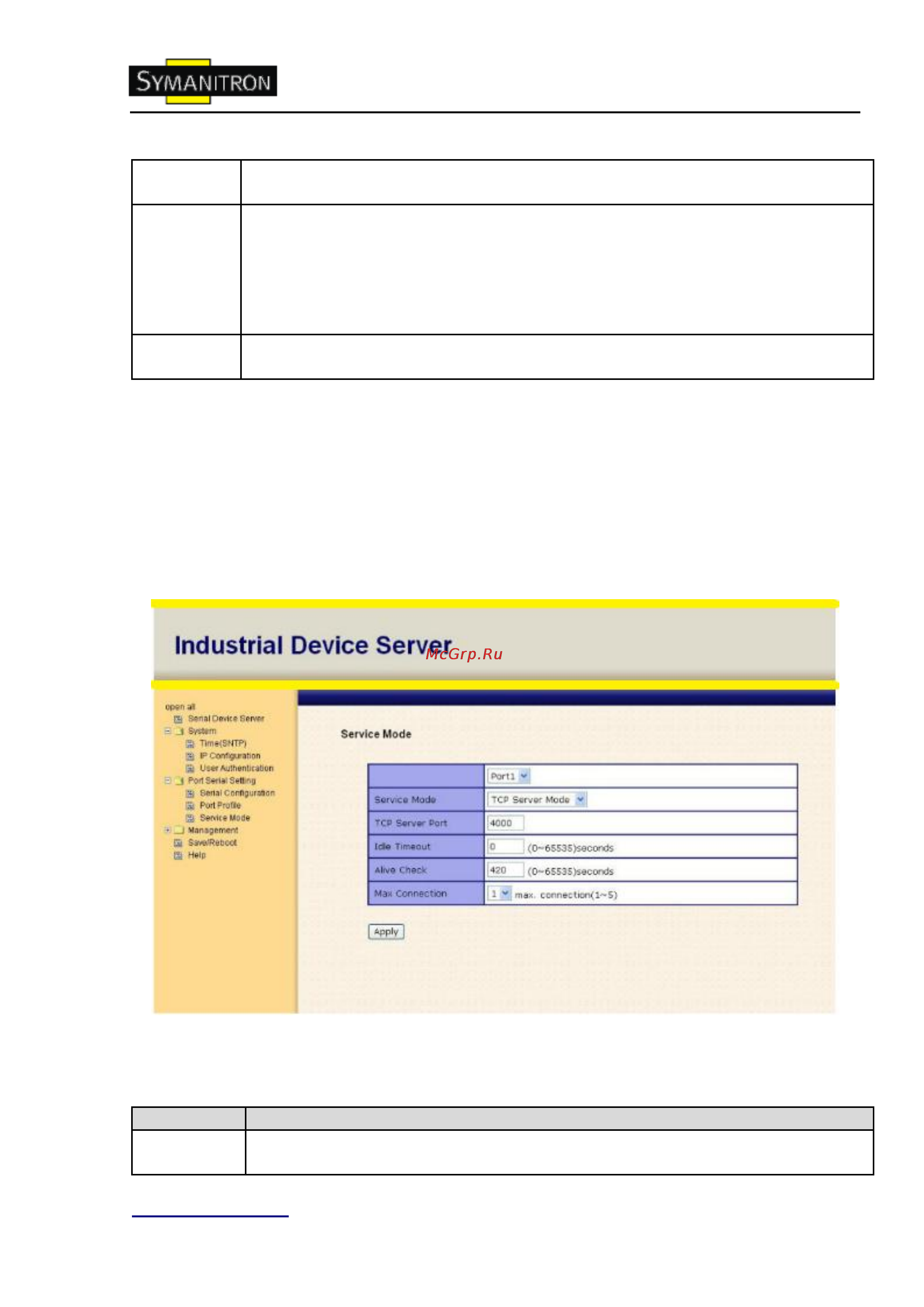 Symanitron DS-11-WG [42/53] Режимы service режим tcp server
