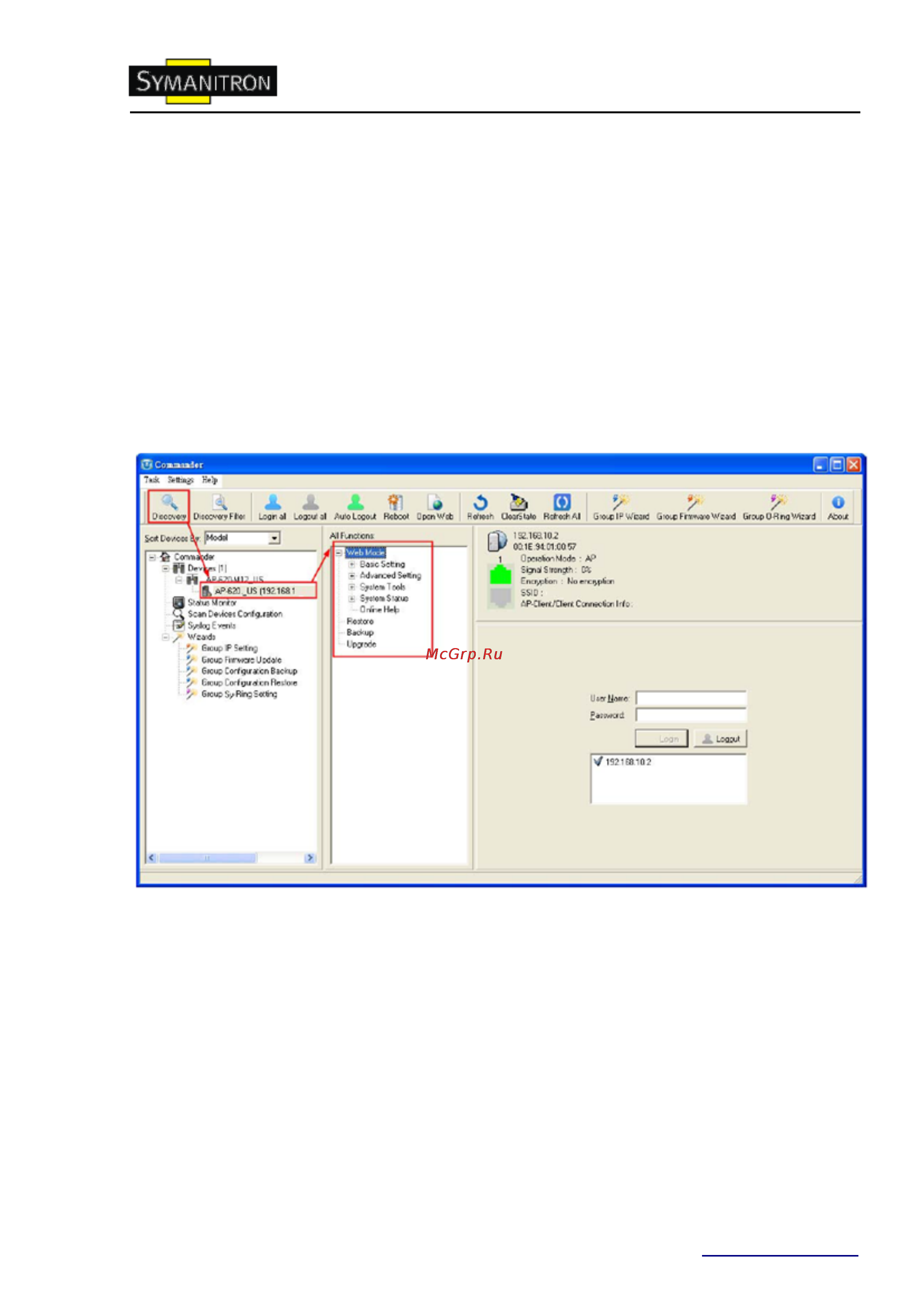 Symanitron AP-620 [13/44] Интерфейс управления