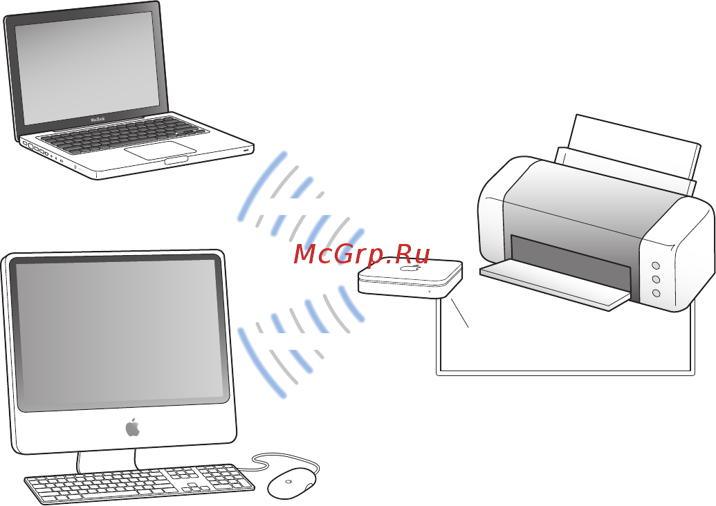 Apple MD031RS/A [19/128] Использование airport extreme для общего доступа к принтеру usb