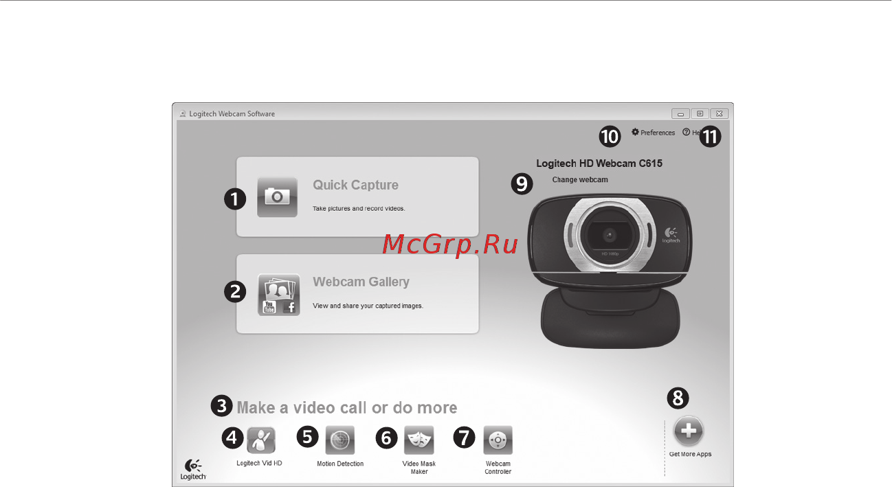 Logitech HD Webcam C615 [9/16] Только для windows навигация по программному обеспечению для веб камер logitech