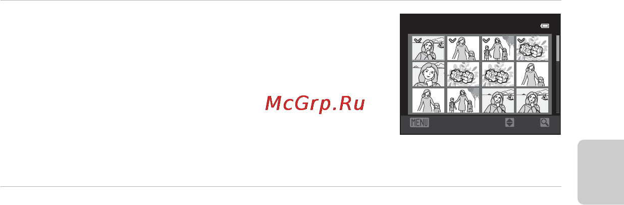 Nikon COOLPIX S6300 Red [53/136] Нажмите кнопку мультиселектора j или k чтобы выбрать изображение для удаления а затем нажмите кнопку h чтобы отобразить значок y