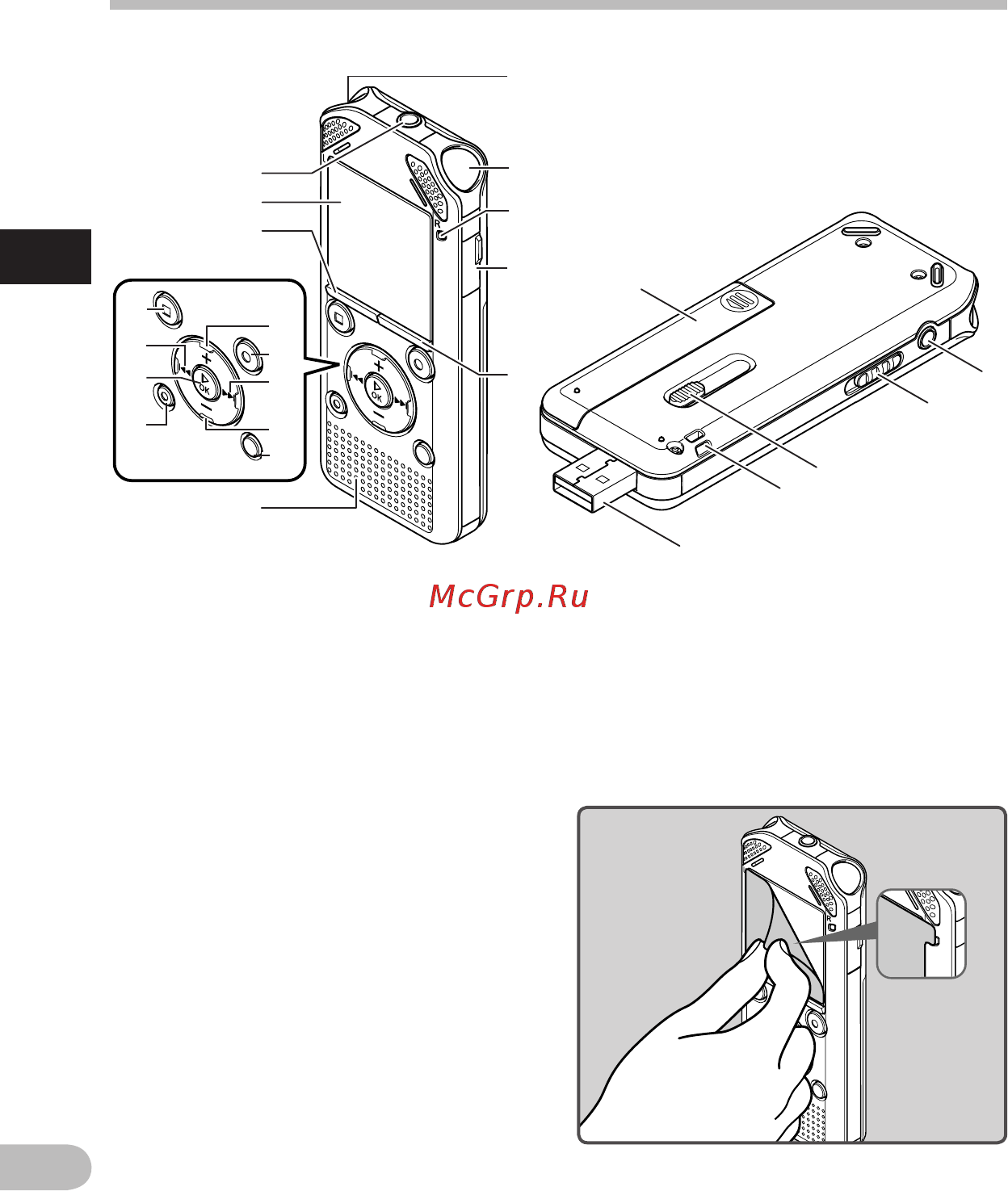 Olympus WS-812 4Gb [10/95] Названия составных частей