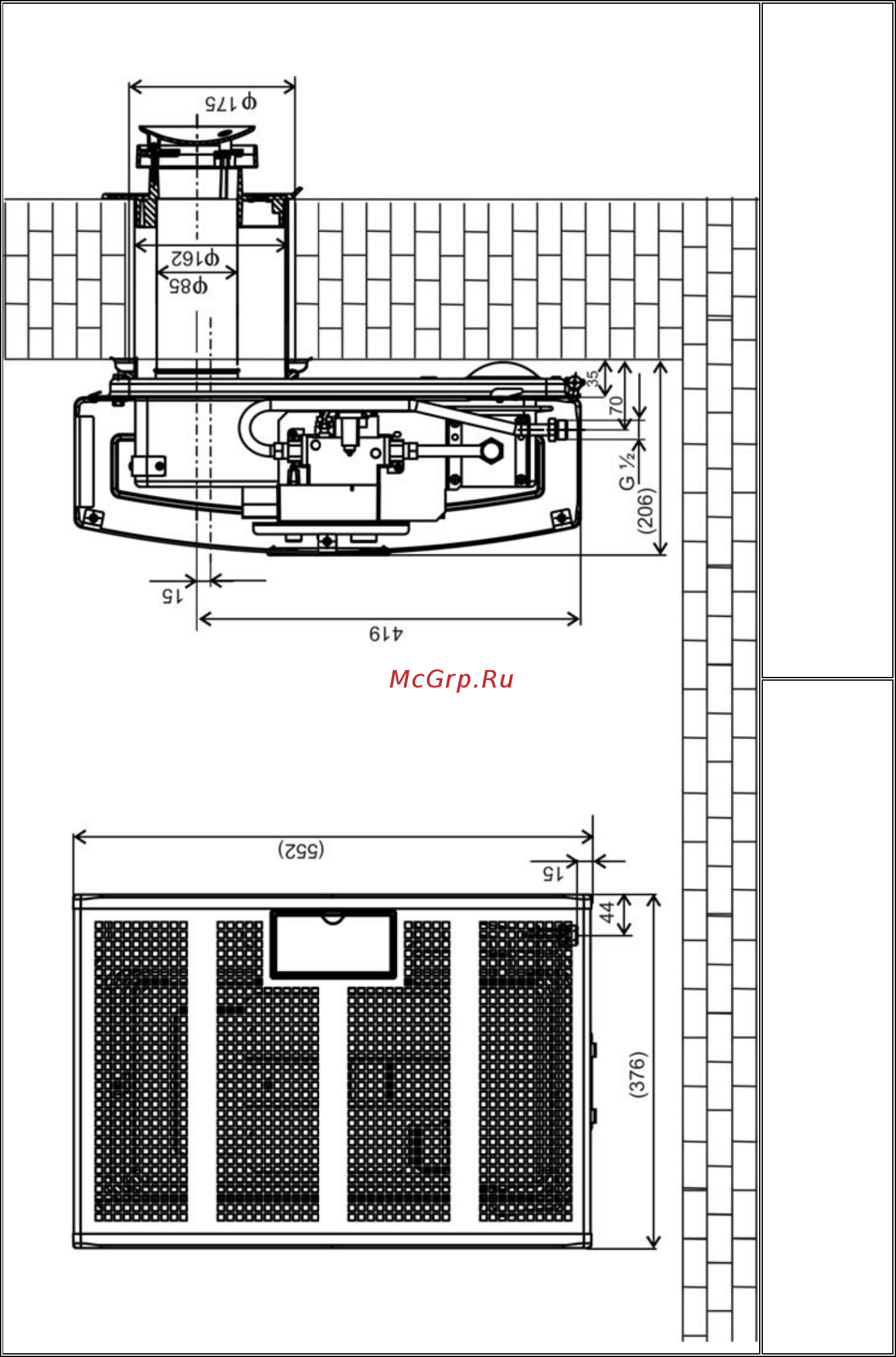 Gorenje MORA 6143.1022 [43/52] Монтаж конвектора на стену из негорючего материала
