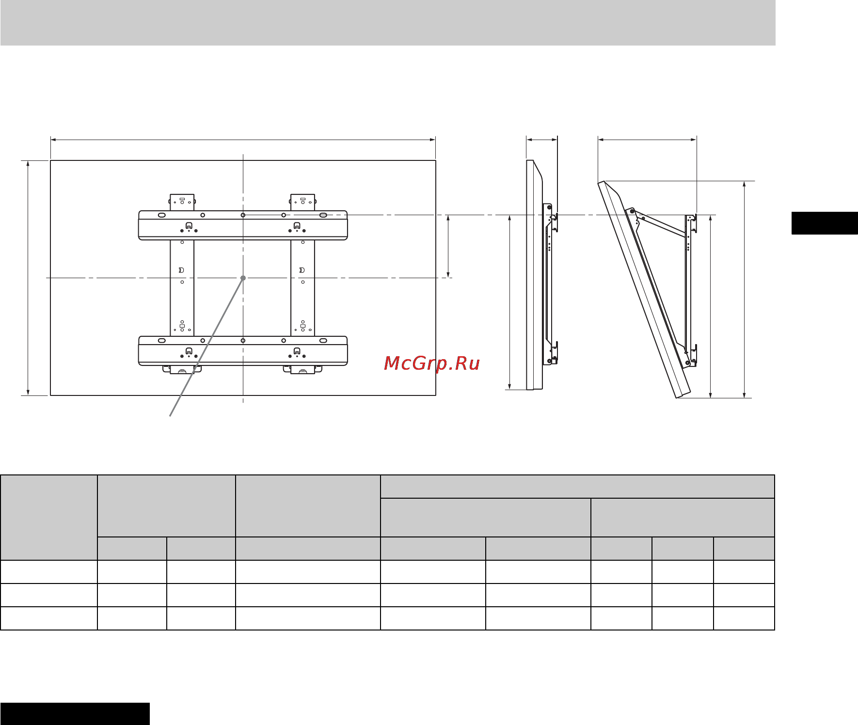 Sony KDL-40 HX853 [29/68] Таблица размеров для установки телевизора
