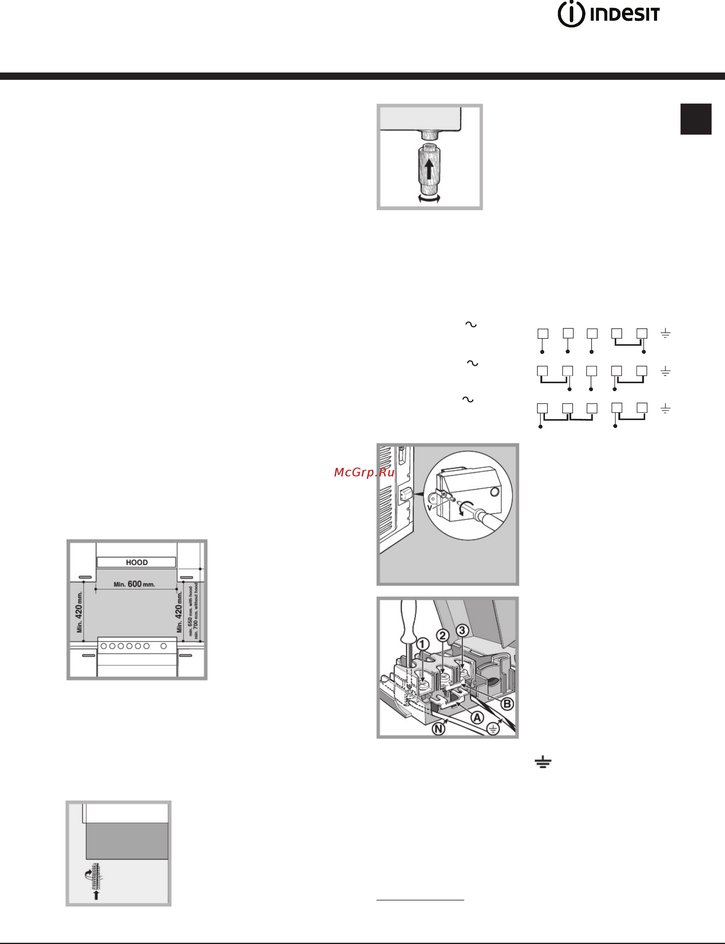 Indesit MVK5 V21(W) RF [3/11] Подключение к электросети