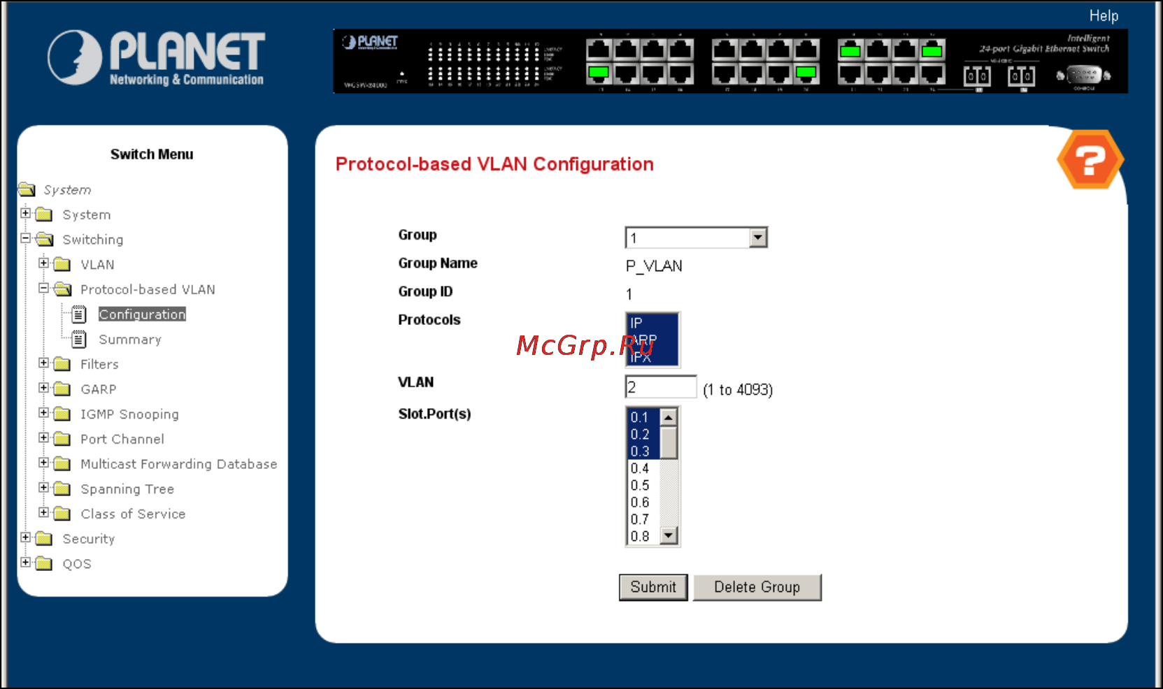 Planet WGS3-2820 [104/528] Protocol based vlan