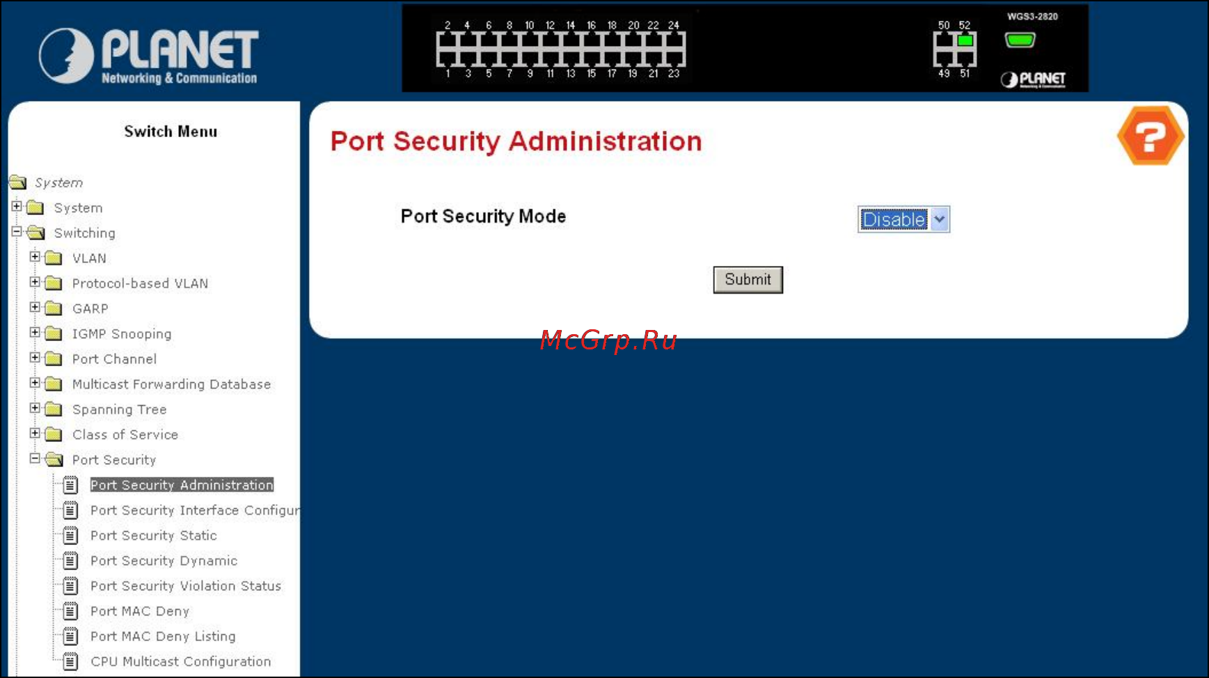 Planet WGS3-2820 [106/528] Port security
