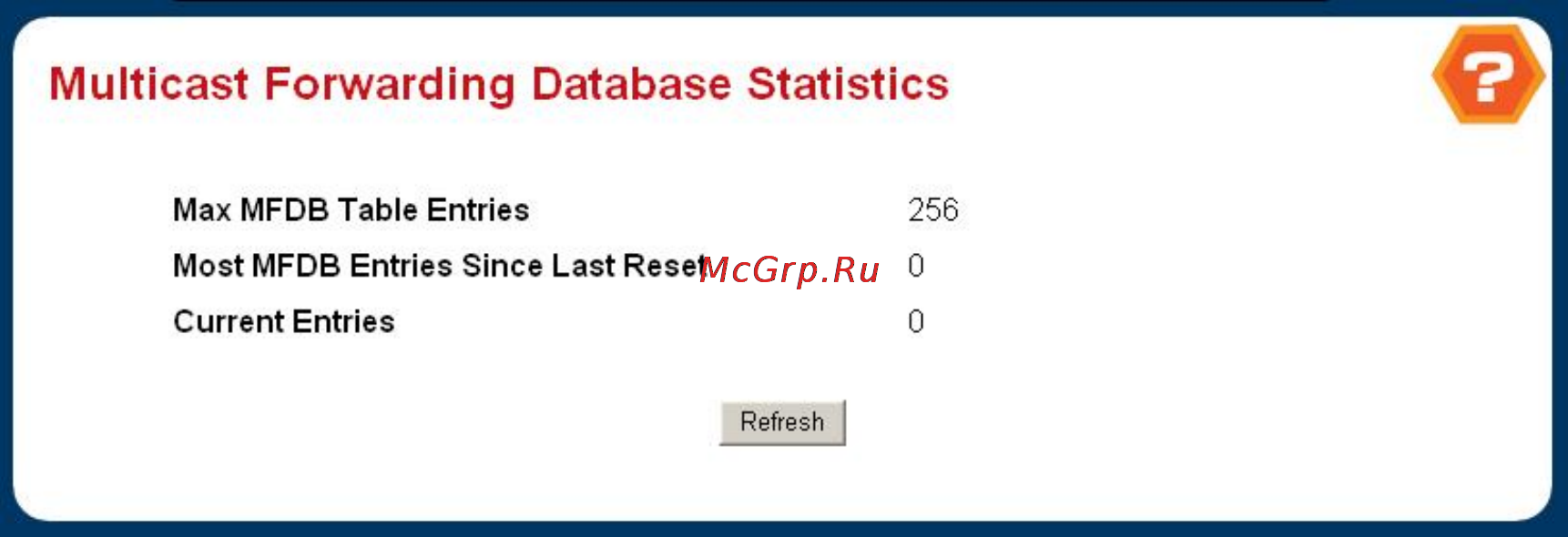 Planet WGS3-5220 [129/528] Multicast forwarding database statistics