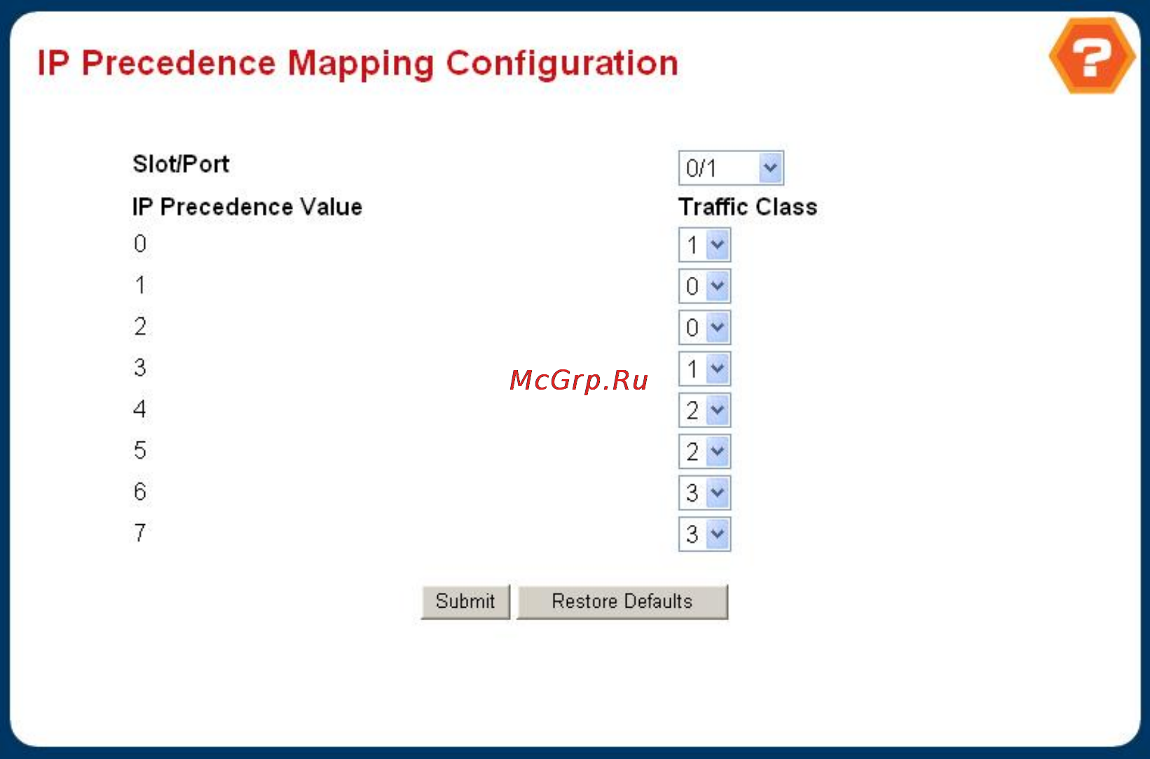 Planet WGS3-2820 [194/528] Ip precedence mapping configuration