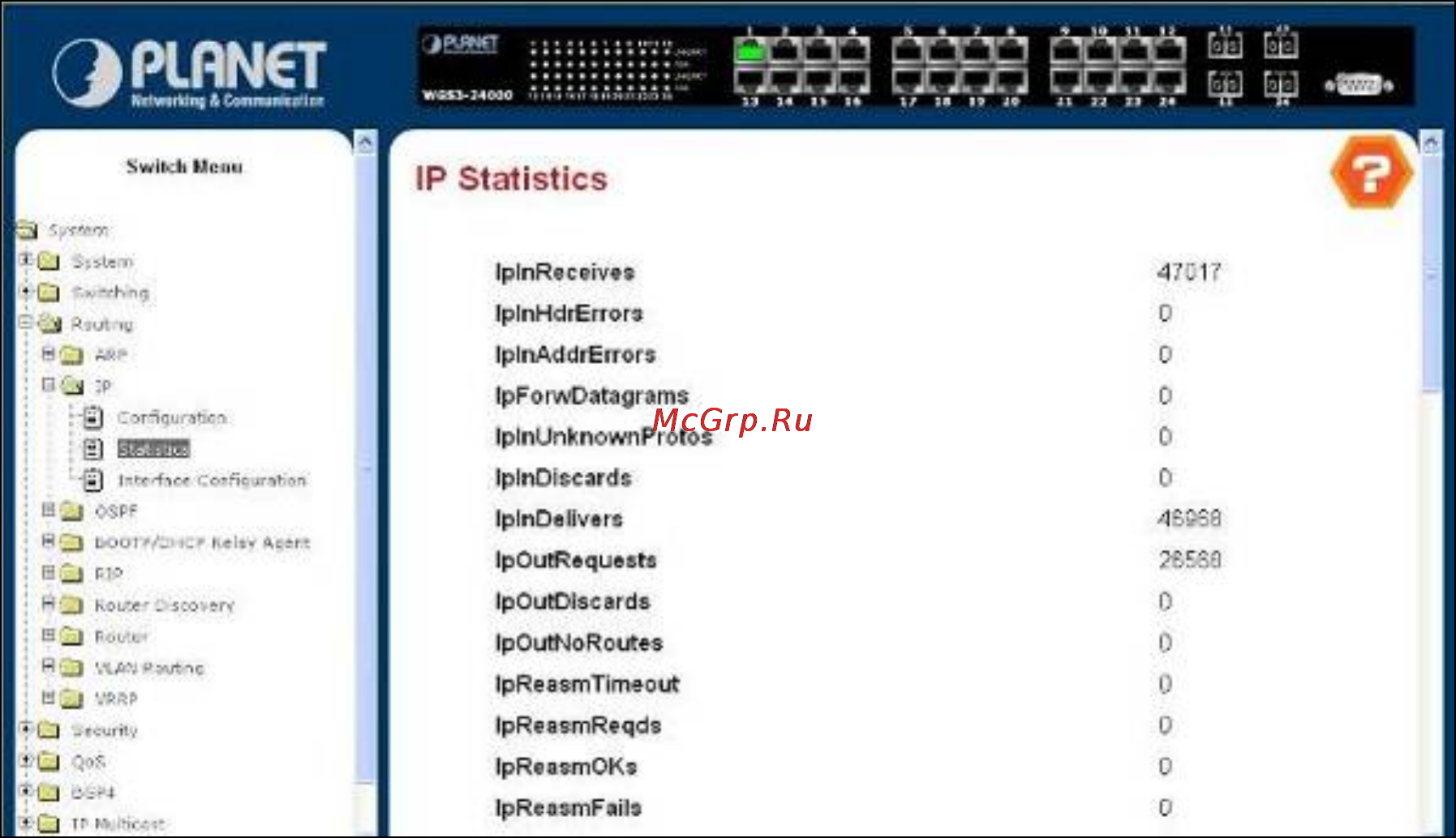 Planet WGS3-2820 [203/528] Ip statistics
