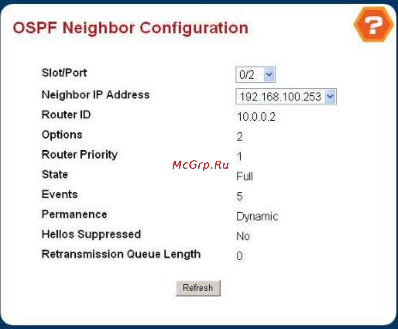 Planet WGS3-2820 [235/528] Ospf neighbor configuration
