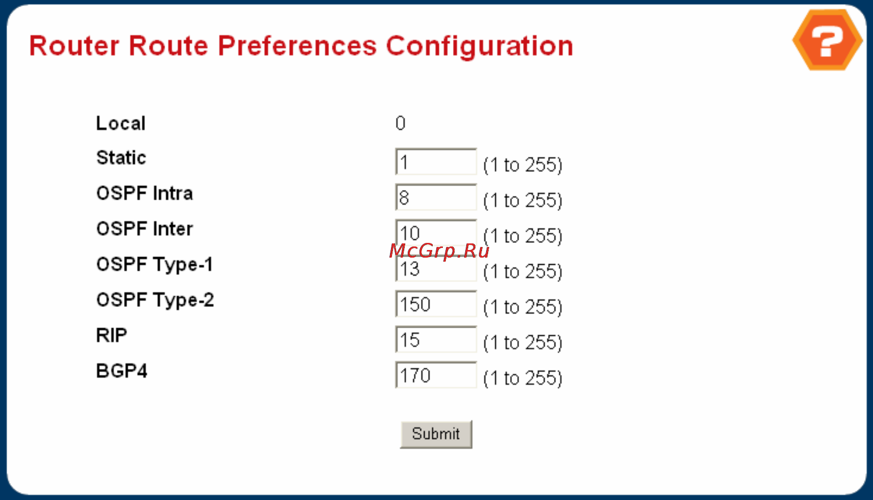Planet WGS3-2820 [249/528] Route preferences configuration