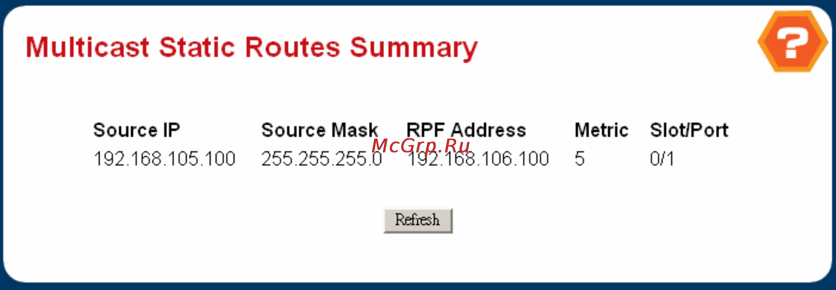 Planet WGS3-2820 [273/528] Multicast static routes summary