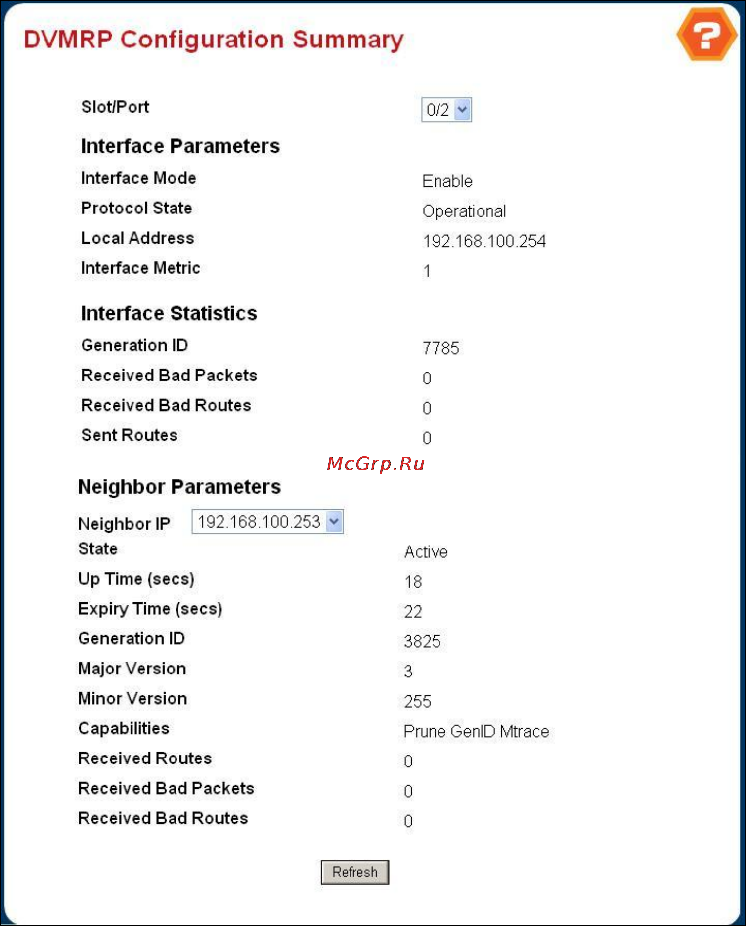 Planet WGS3-2820 [287/528] Dvmrp configuration summary